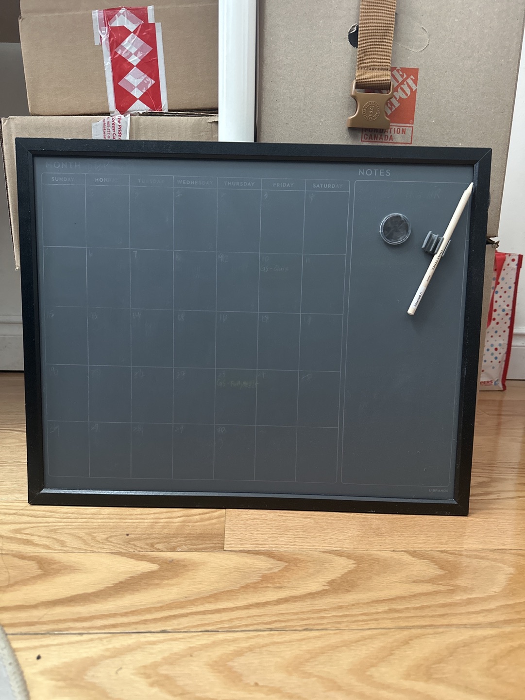 One month calendar schedule planning board blackboard