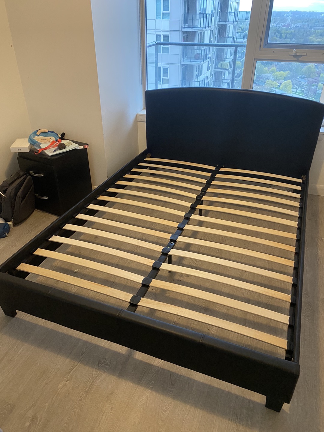 Queen Sized Bed Frame - Leather headboard & wooden frame image indicator(2)