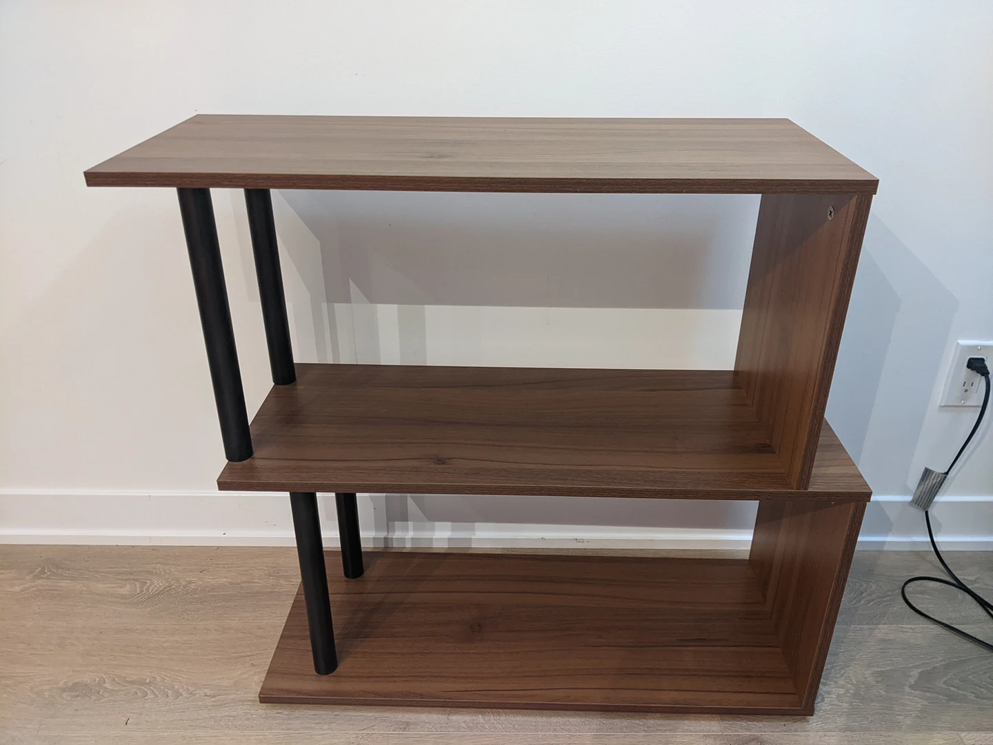 Light Brown/Black Wood Bookshelf.