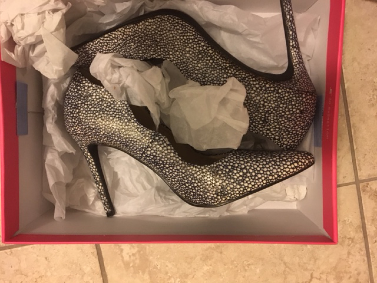 Women’s black and white heel thumbnail