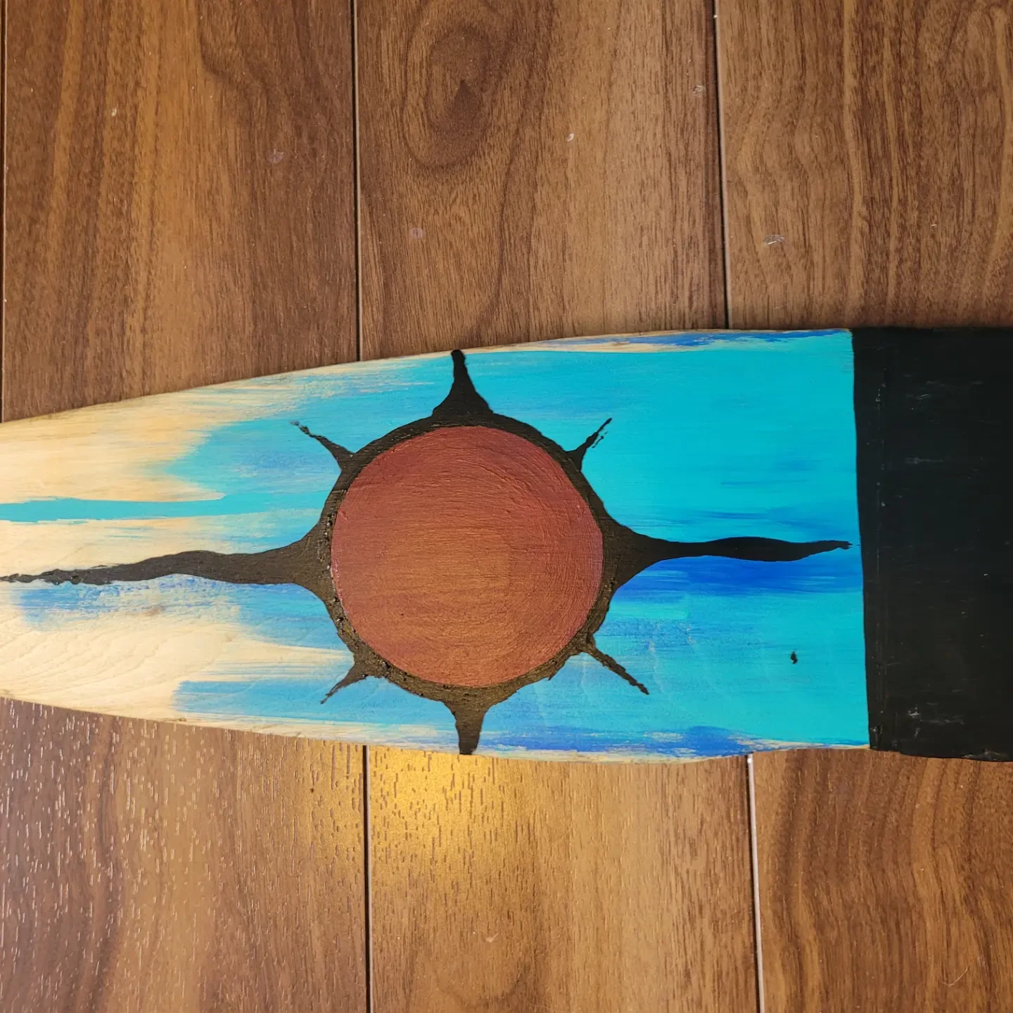 reclaimed wood paddle hand painted - photo 2