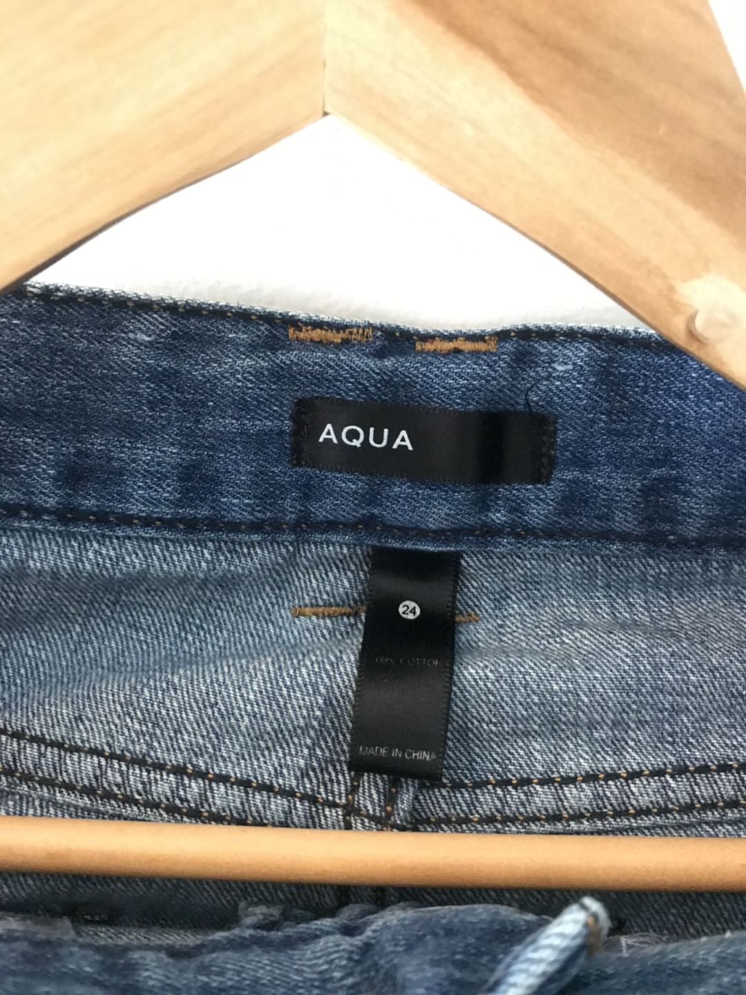 Aqua distressed jean shorts image indicator(2)
