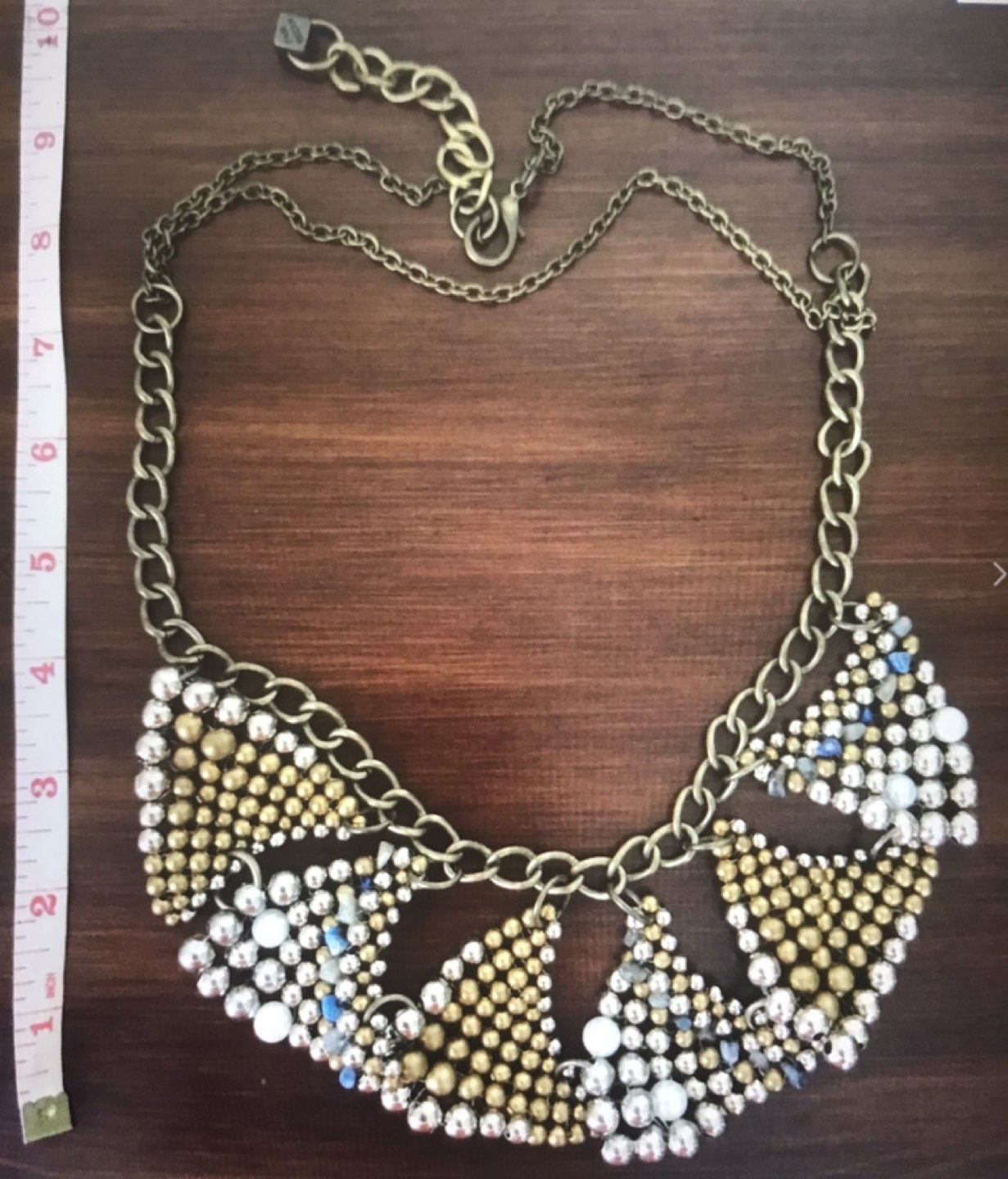 New PAM HIRAN Anthropologie Pearls Stones Bib Statement Necklace image indicator(3)