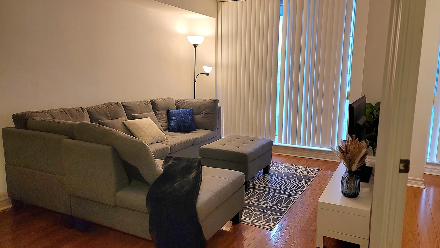 L-shaped sofa with ottoman