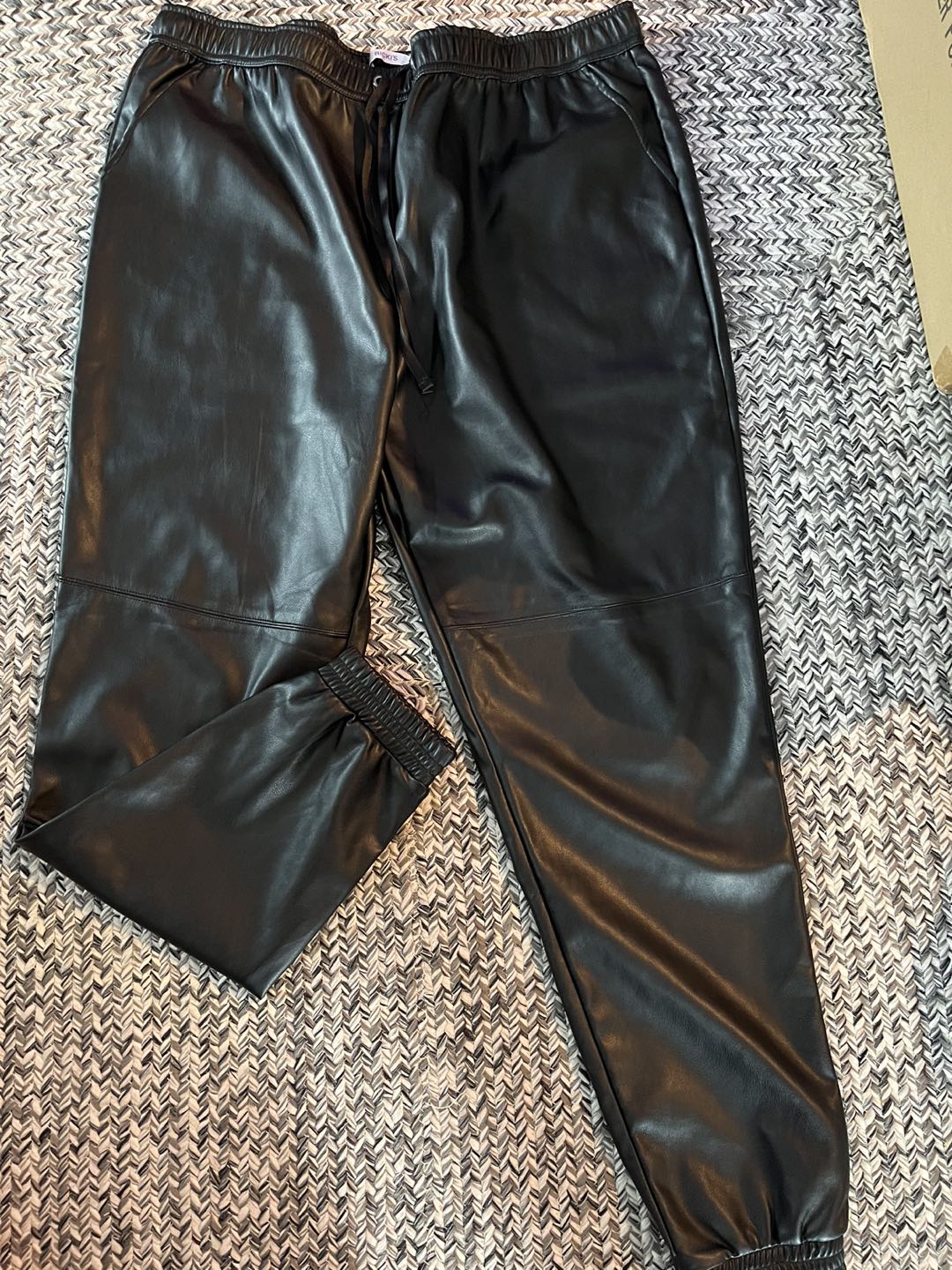 Rickis black fake leather pull on pants thumbnail