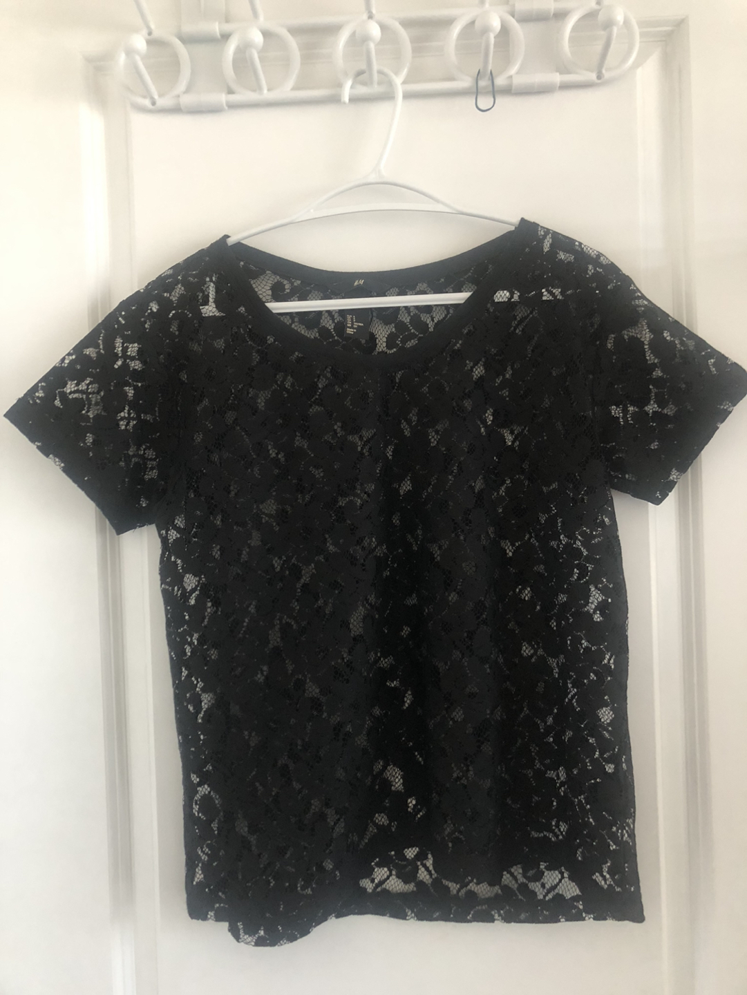 Black lace overlay top