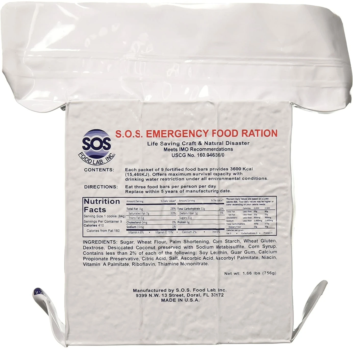 Emergency 3600 Calorie Food bar - 3 Day/ 72 Hour Package