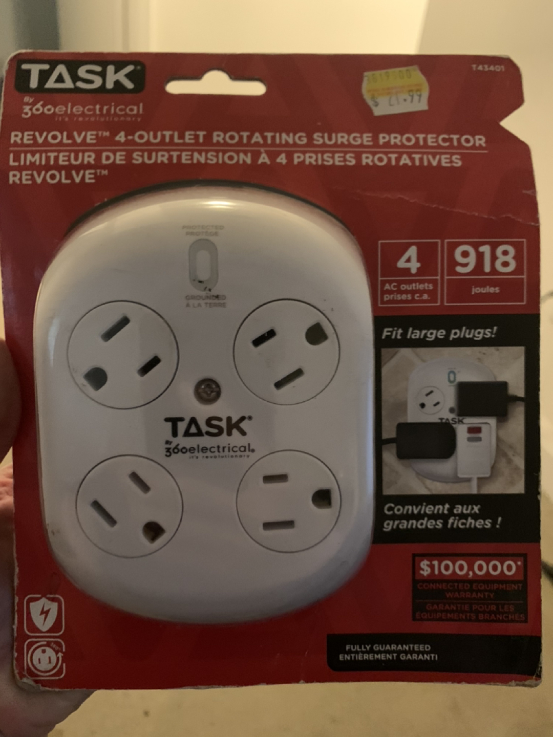 TASK 4 outlet rotating surge protector thumbnail