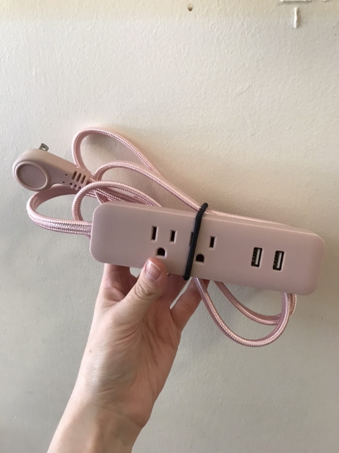 Pink extension chord with usb outlets