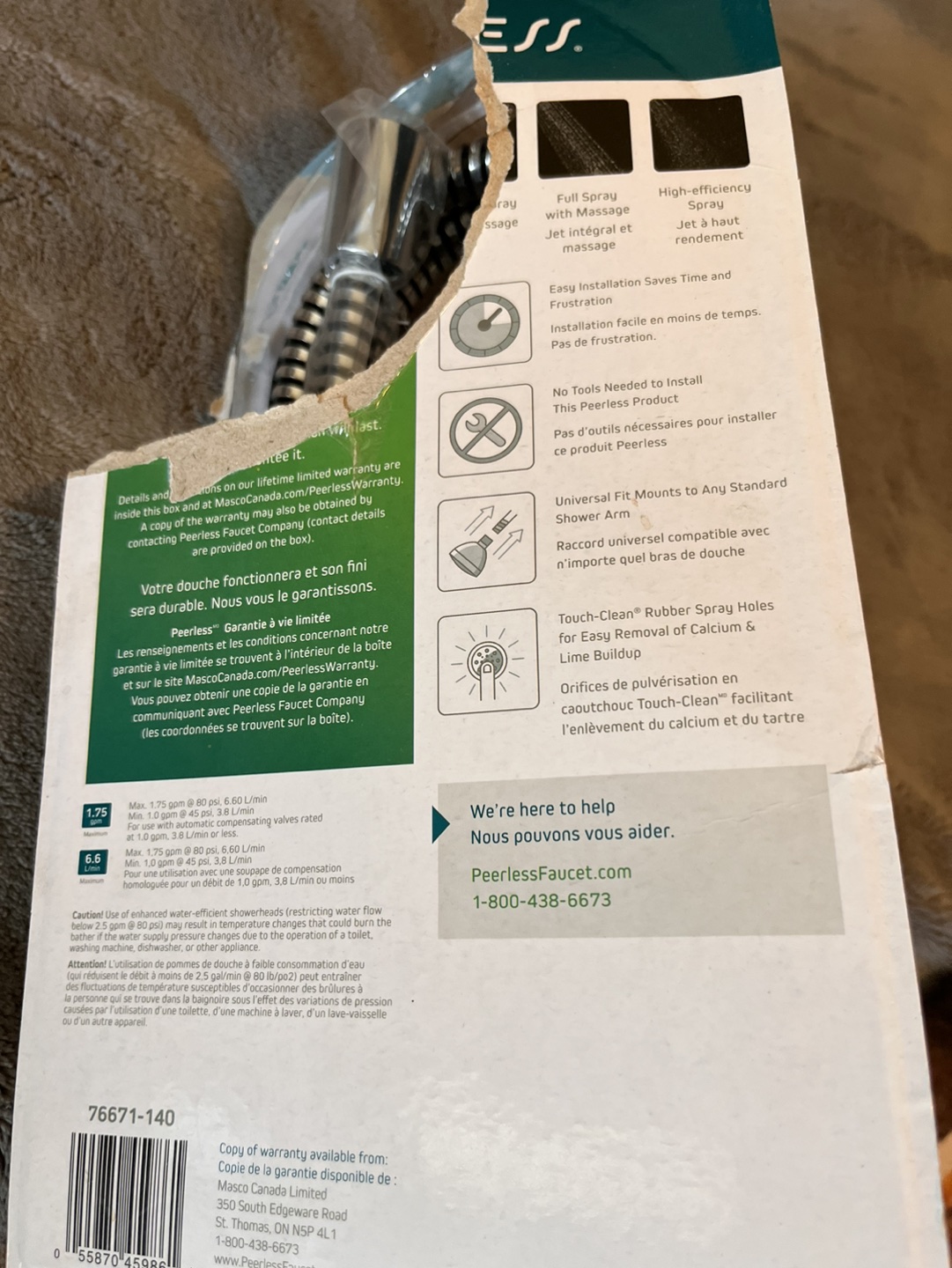 Peerless 6-Setting Handheld Shower Head, Non-Slip Finger Grip image indicator(2)