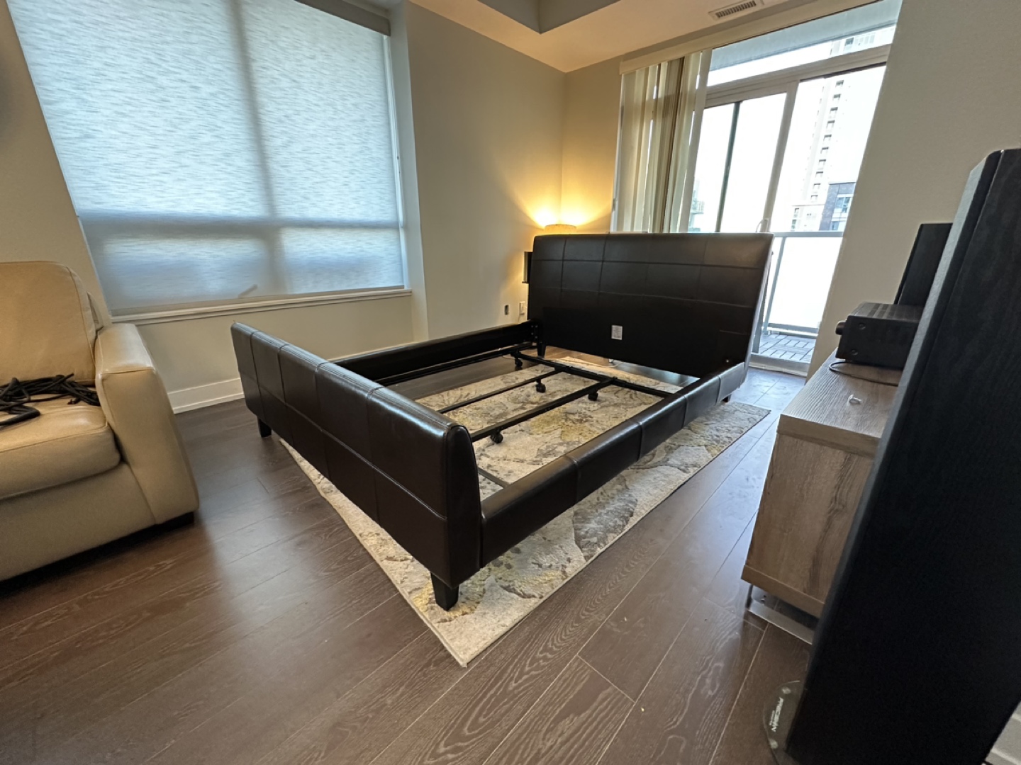 Queen Leatherette Bed Frame with Adjustable Base