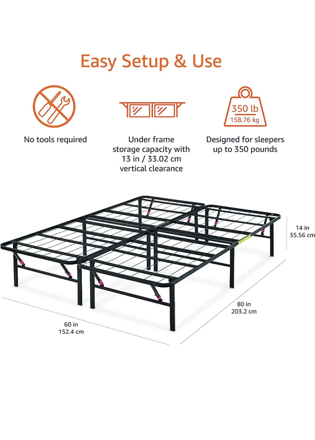Foldable metal bed frame - Queen - photo 2