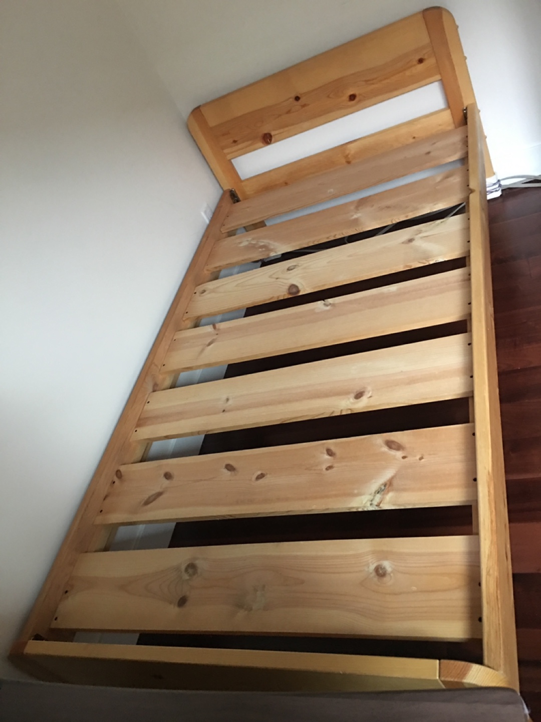 Pine wood bed frame and mattress(twin sized) - photo 3