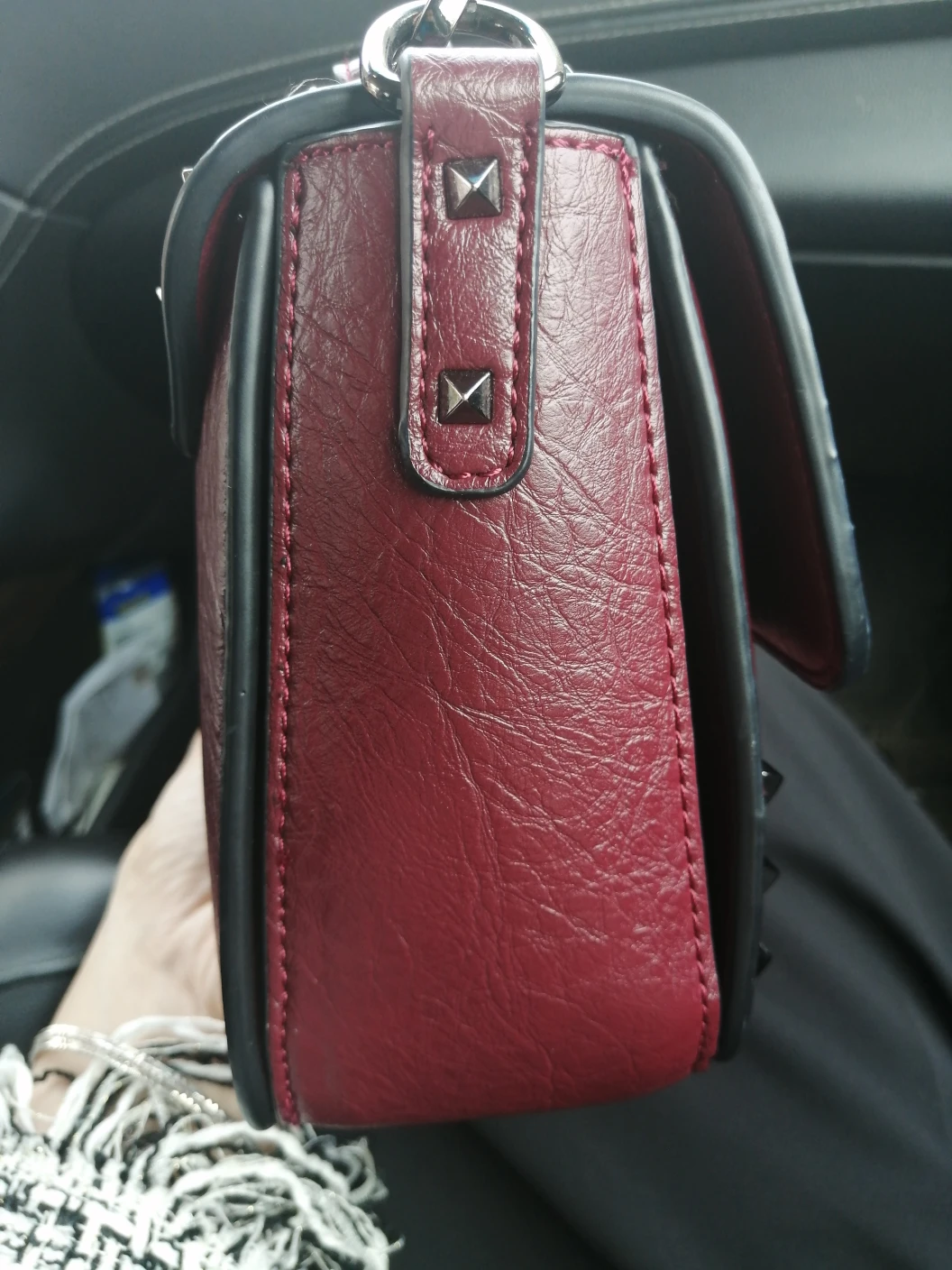 Beautiful Studded Burgundy Cross Body Bag - photo 3