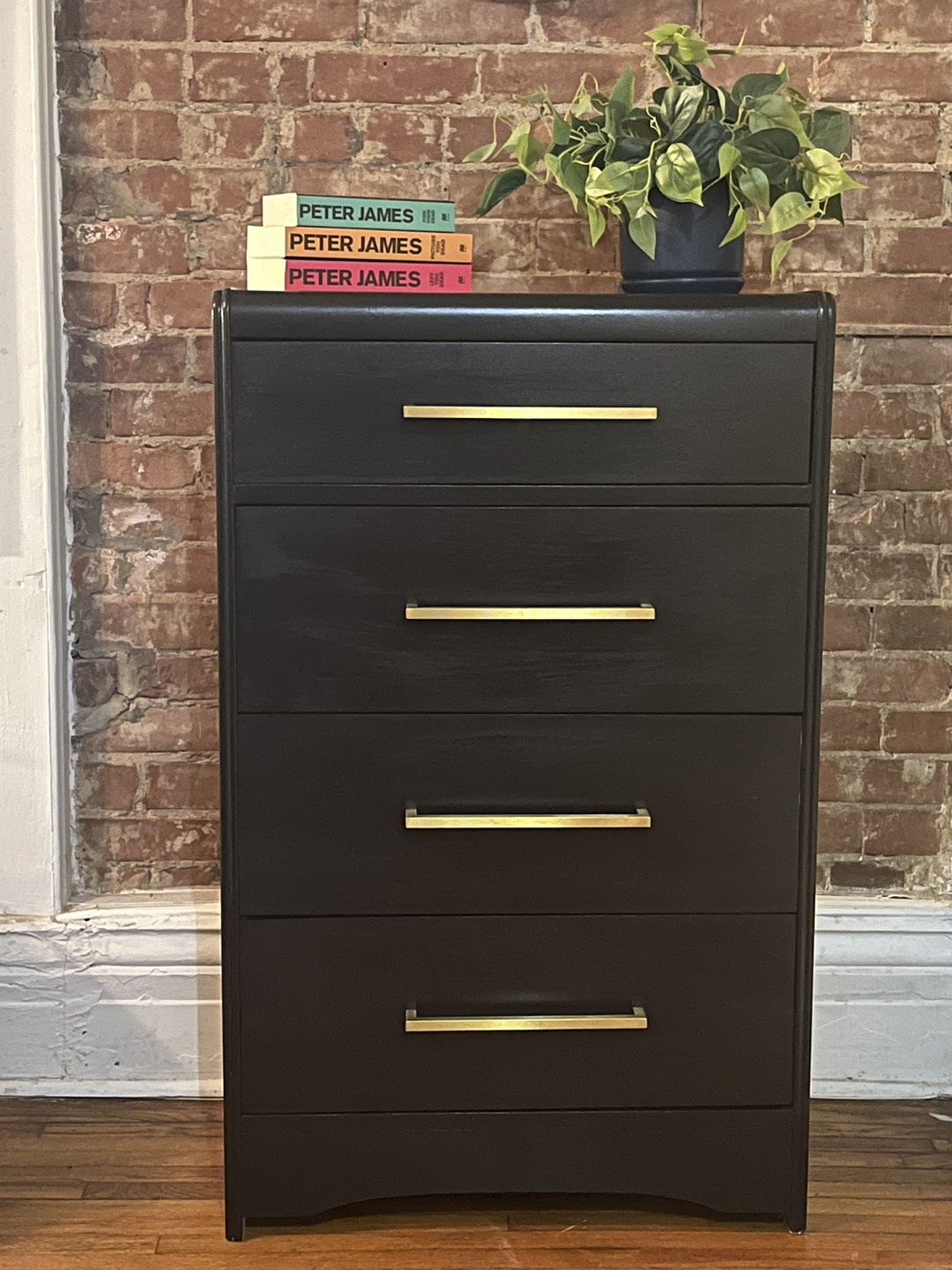 MCM Vintage Bedroom Dresser - Four Drawers - Black thumbnail
