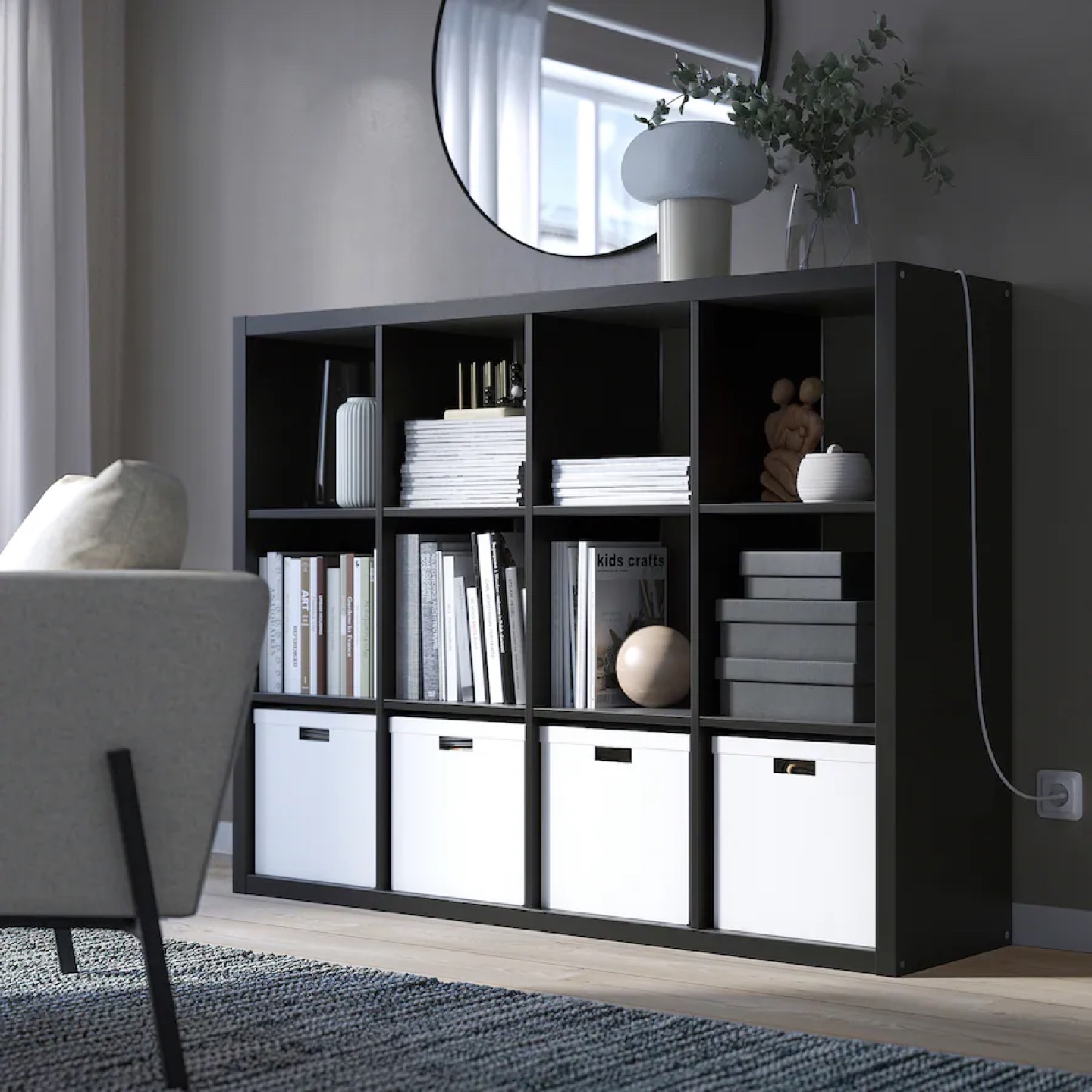 FOR SALE: IKEA KALLAX Shelving Unit (4x3) - Black Brown 🏷️ - photo 5