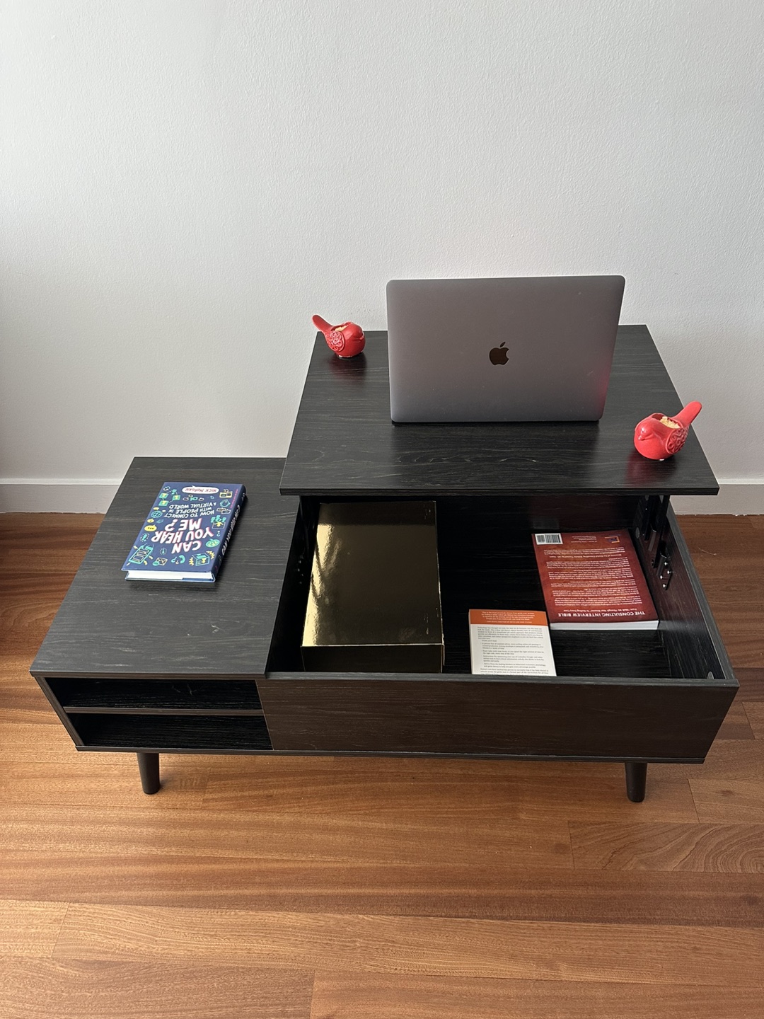 Charcoal Black Wooden Lift Top Coffee Table