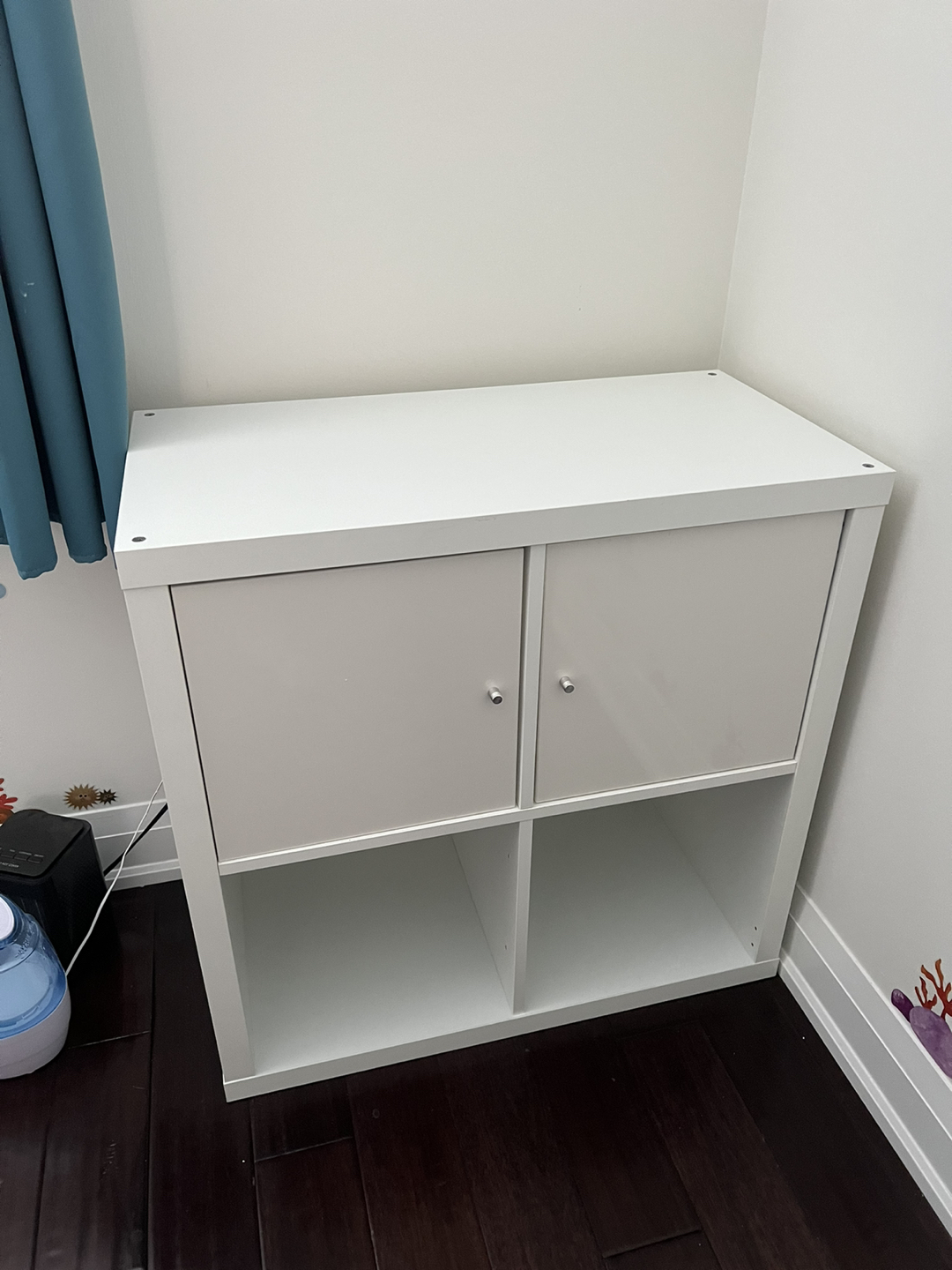 White Kallax Shelf with Two Doors, Like New thumbnail