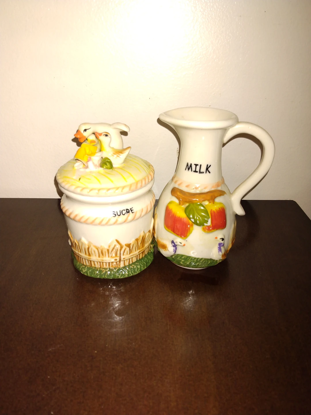 Ceramic Milk and Matching Sugar Jar Set thumbnail