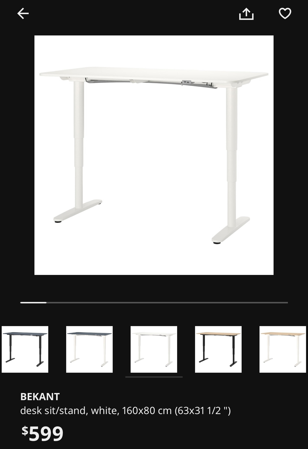 IKEA BEKANT Standing Desk 160*80 White - photo 2