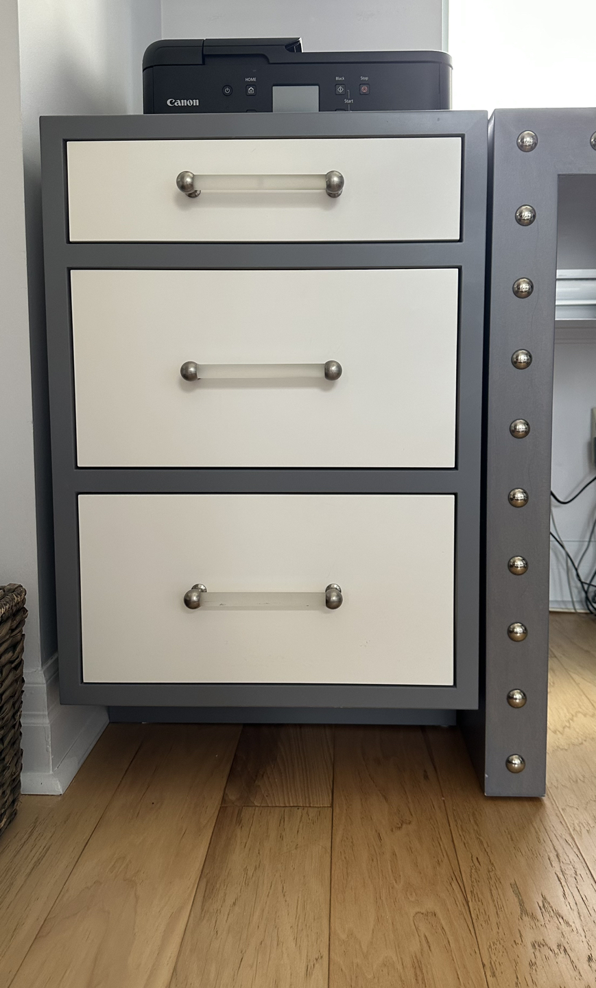 Grey Desk with Grommets and Drawers - photo 5