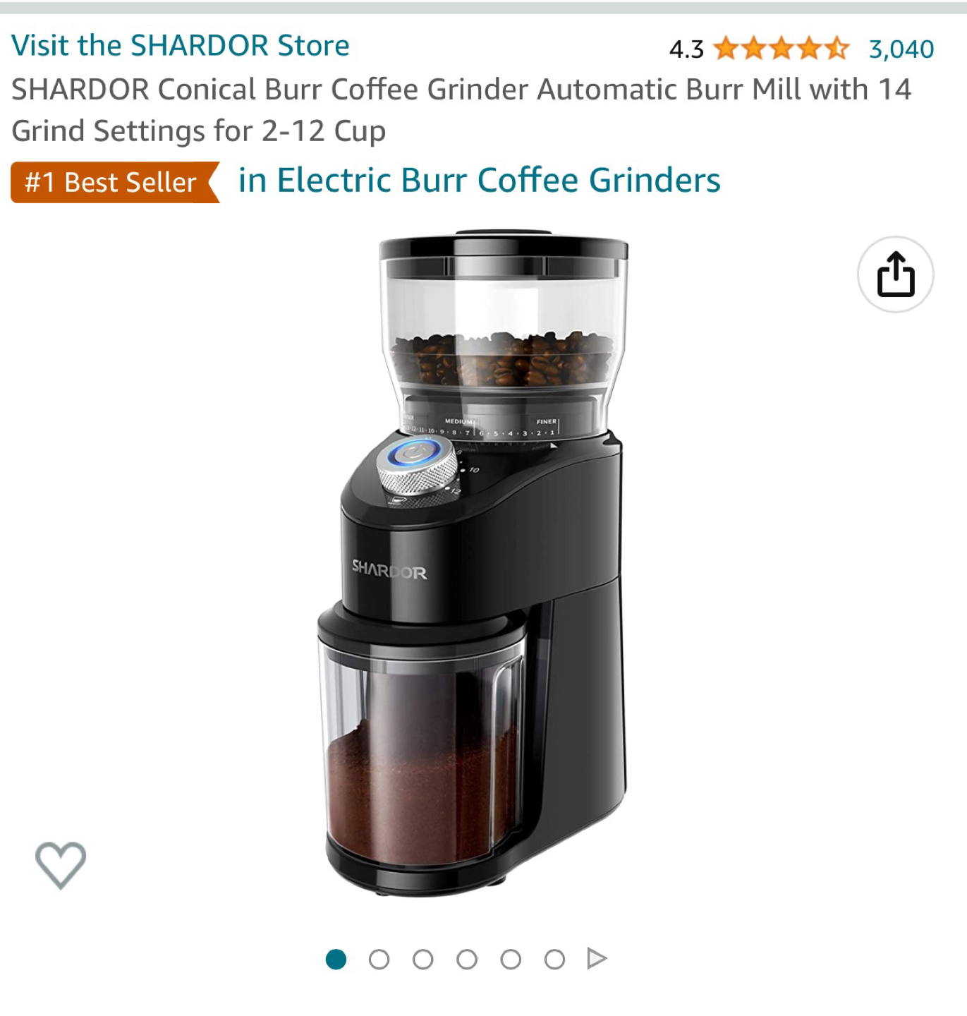Coffee Grinder Automatic Burr Mill with 14 Grind Settings thumbnail