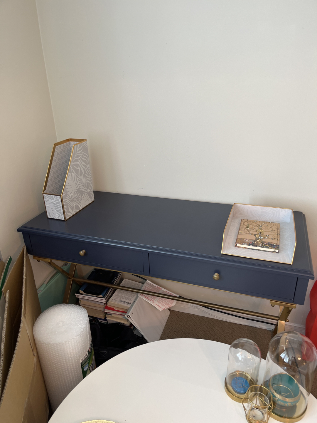 Gold Frame Navy Blue Desk - photo 2