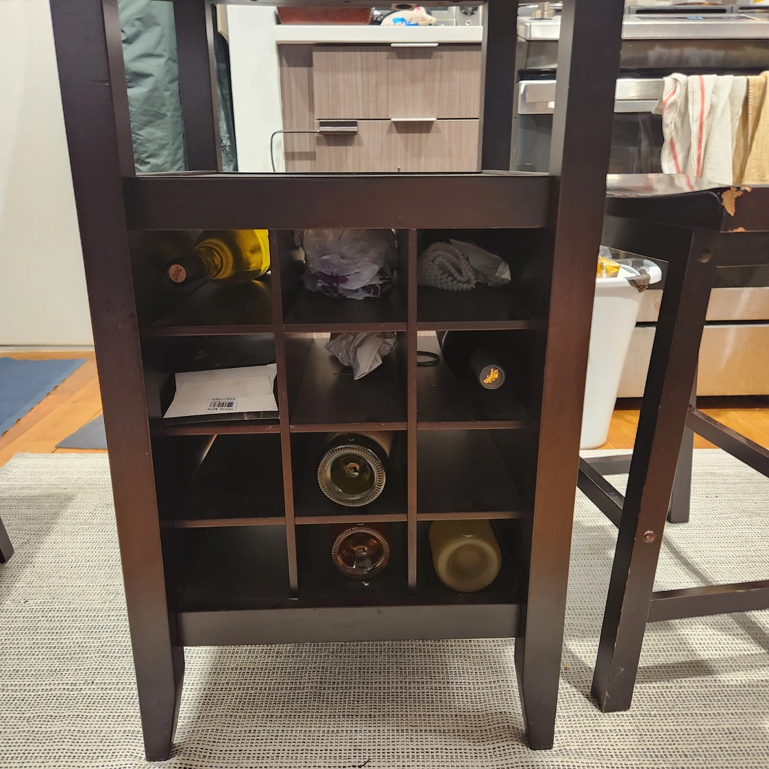 Dining table with 2 stools and wine rack - photo 3