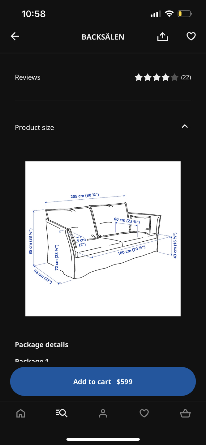 Ikea Backsalen sofa for sale (white) - photo 5