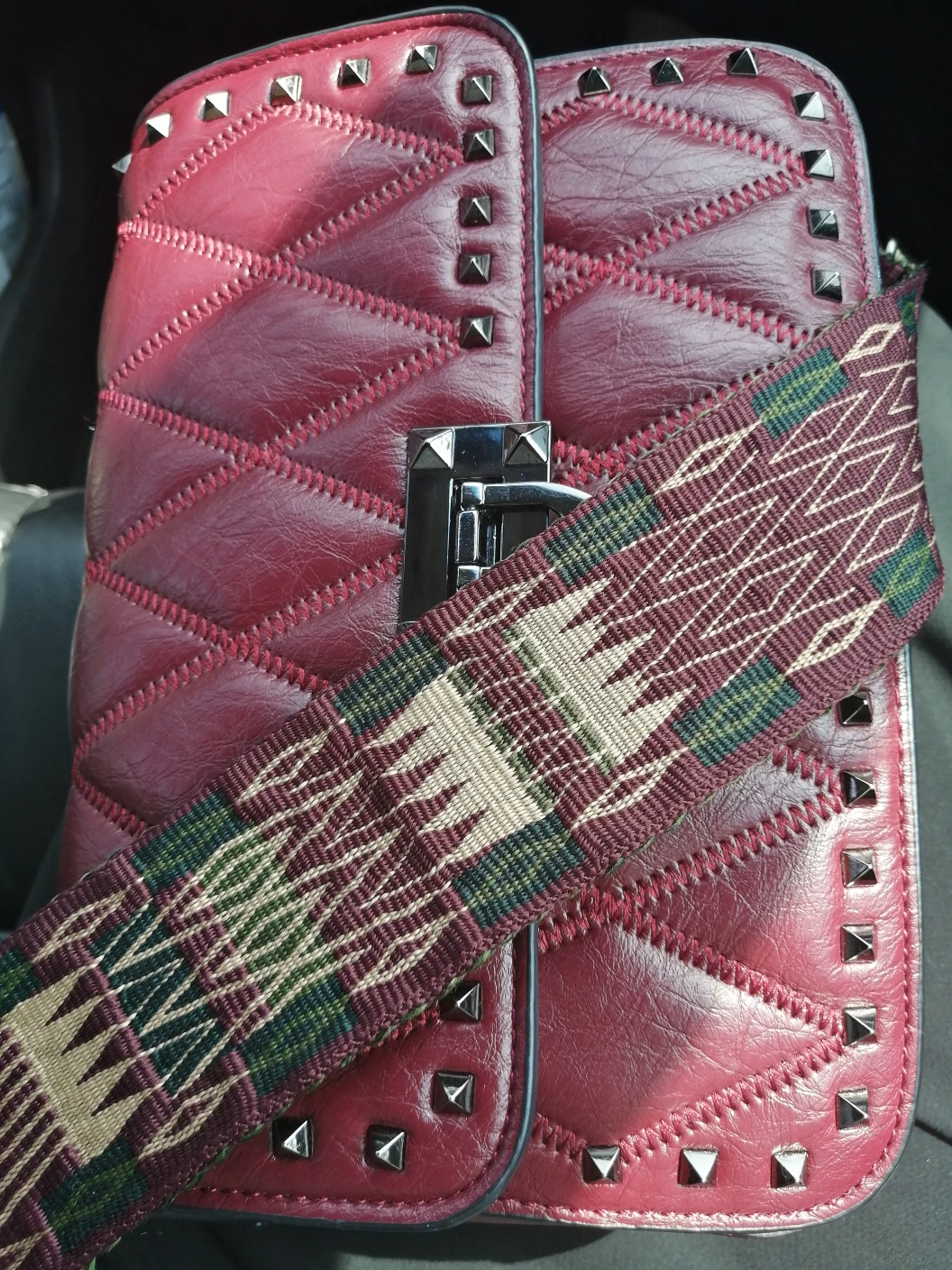 Beautiful Studded Burgundy Cross Body Bag - photo 4