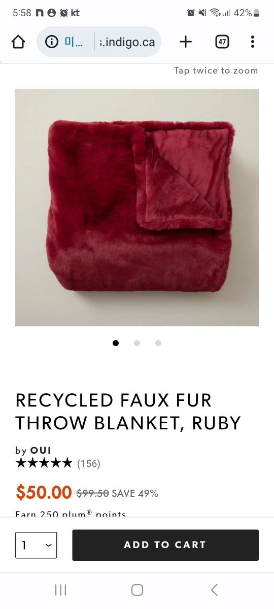 Indigo - FAUX FUR Throw blanket (totally new)
