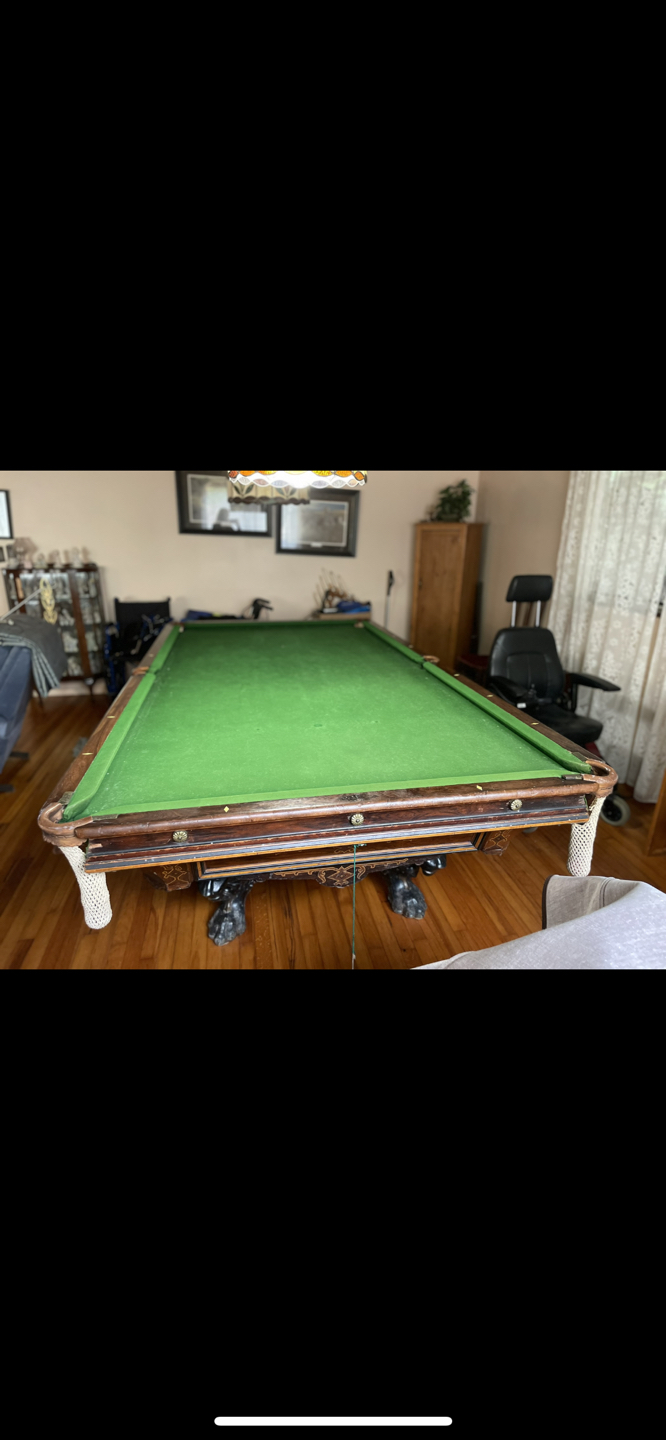 1875 Brunswick 5x10 Billiard Pool Table