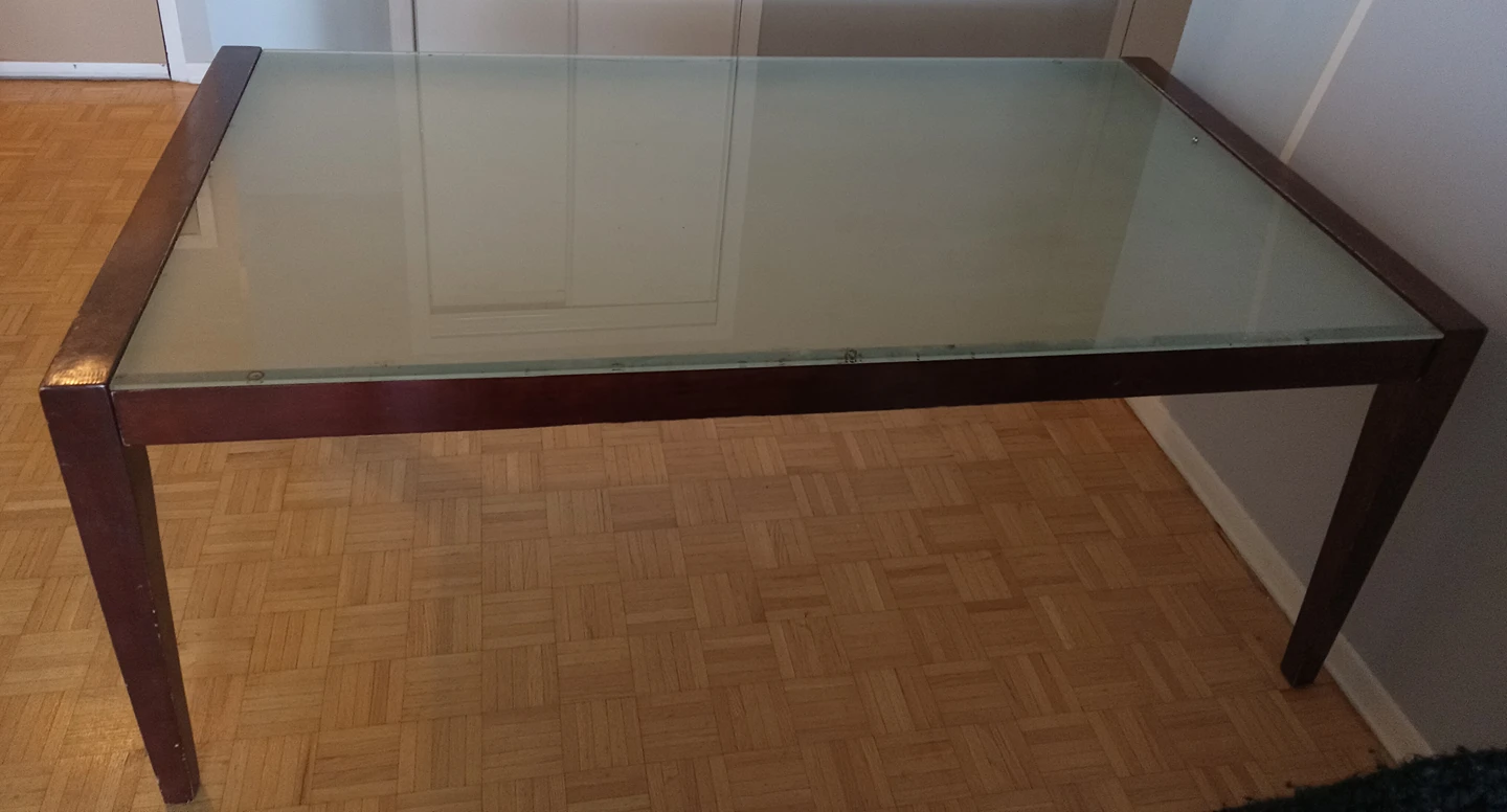 Solid Wood Frosted Glass Table $80  Sold - photo 2