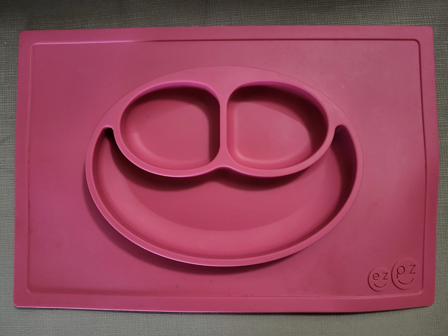 silicone baby feeding plate ezpz large pink happy mat thumbnail