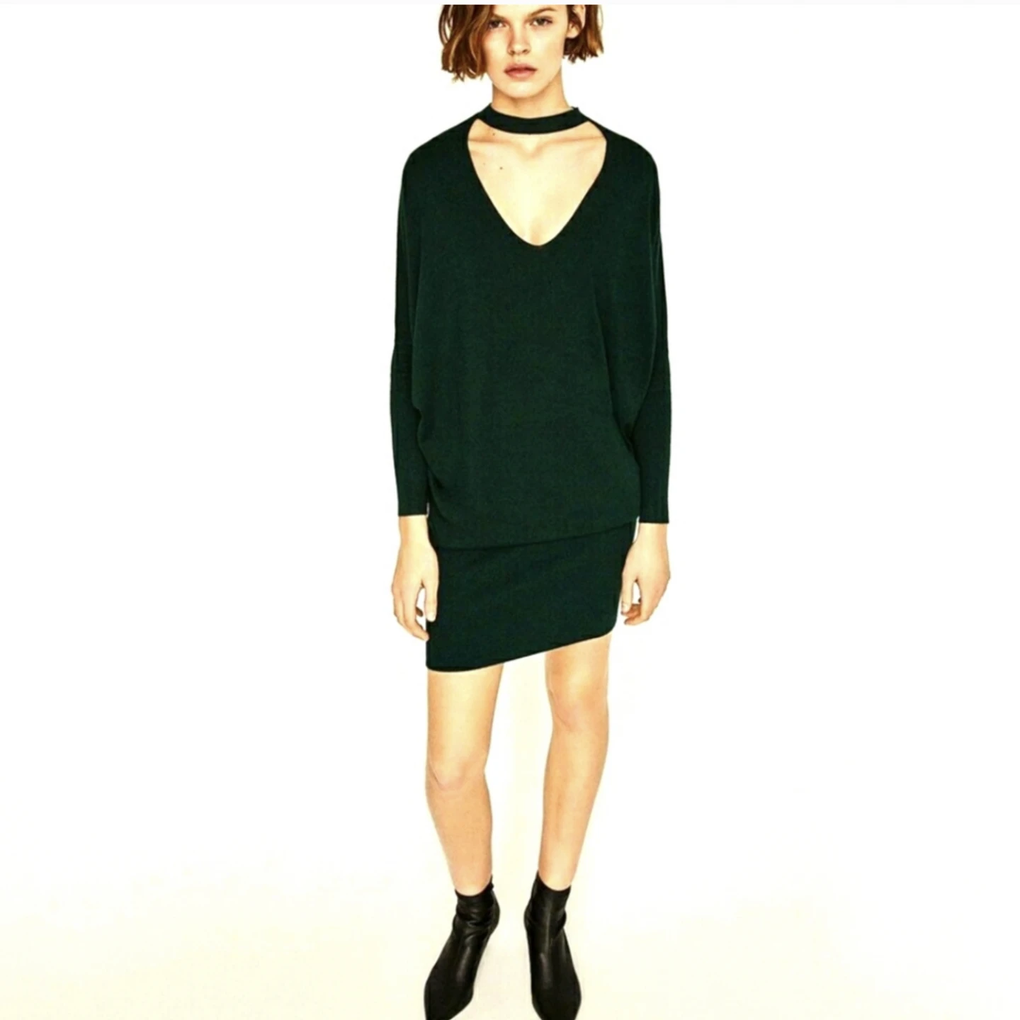 Zara knit choker neck sweater dress