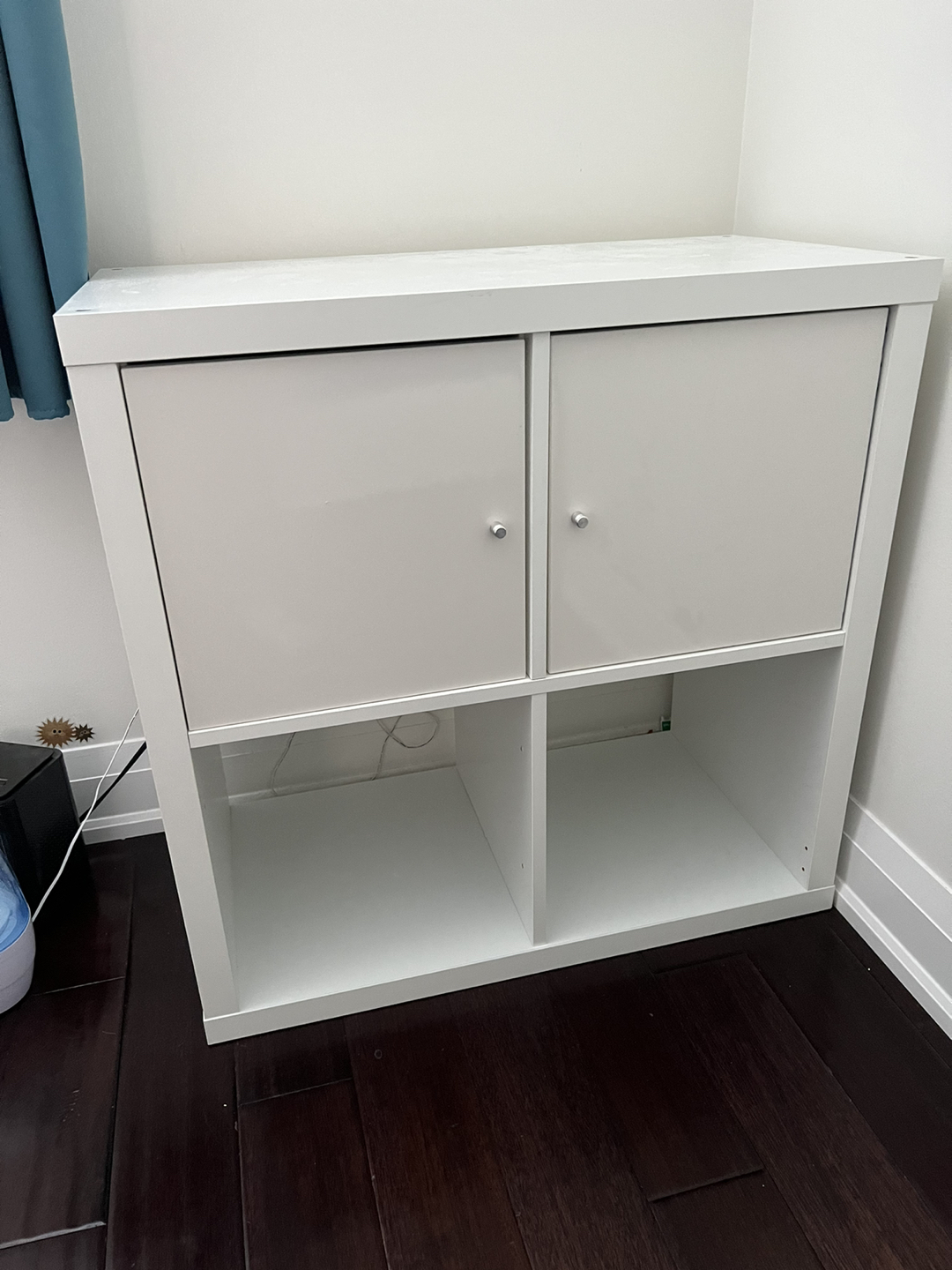 White Kallax Shelf with Two Doors, Like New thumbnail