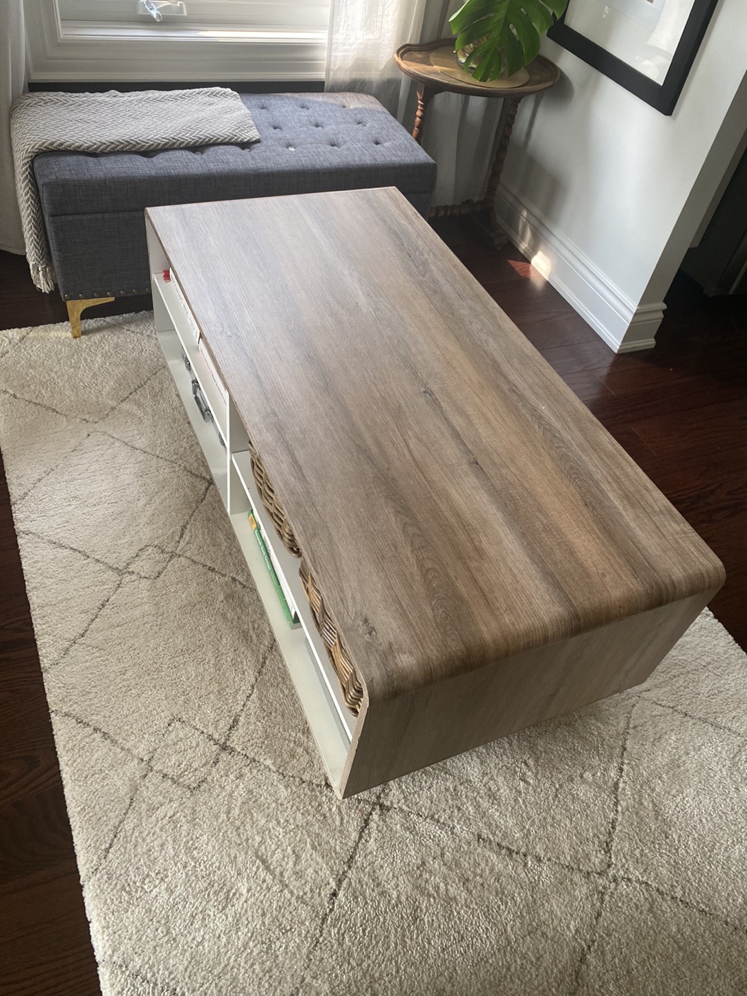 Large coffee table with storage in white oak - photo 5