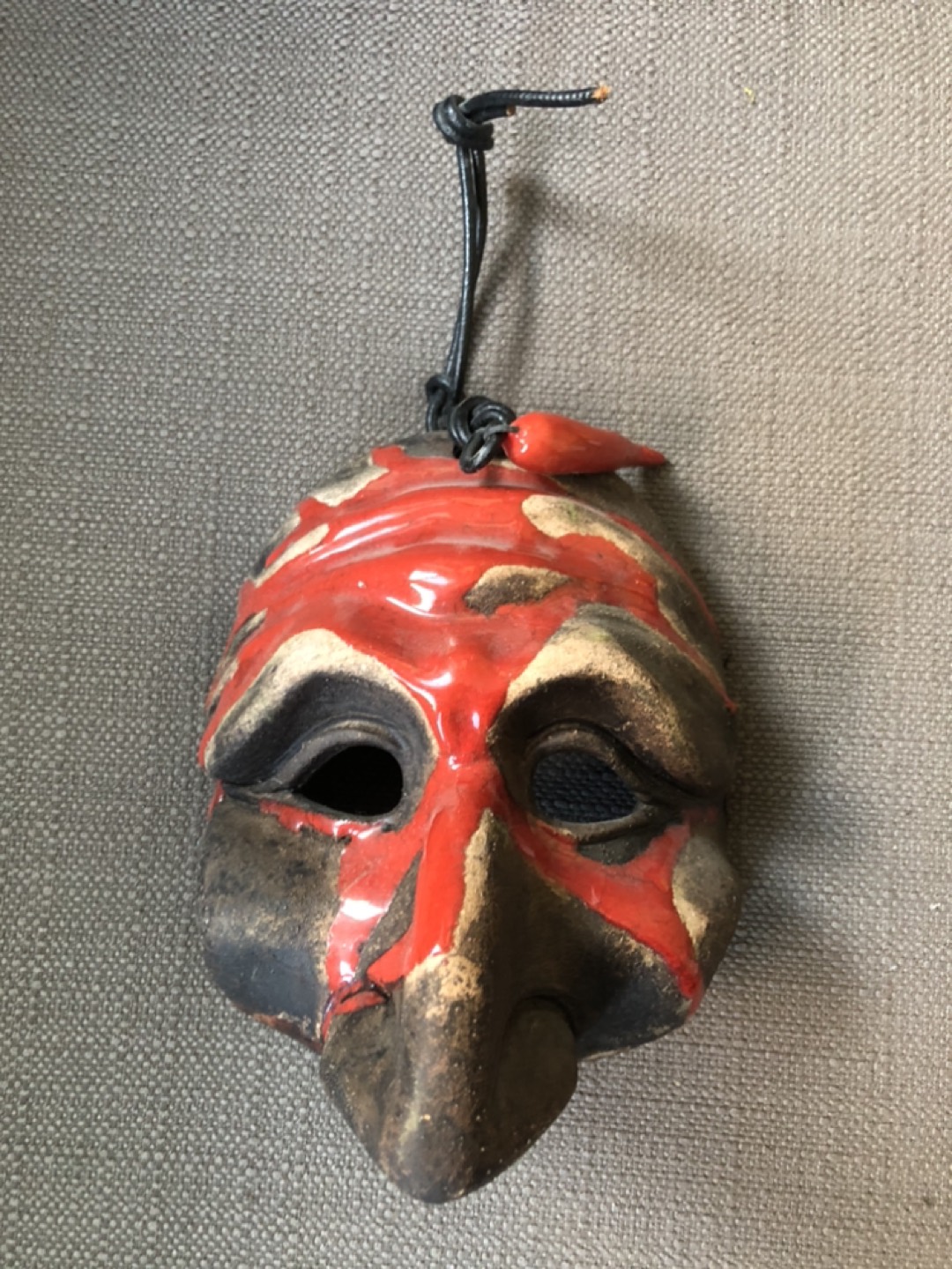 Roman mask made from volcanic rock. Bought in Vesuvius 6” x 5”