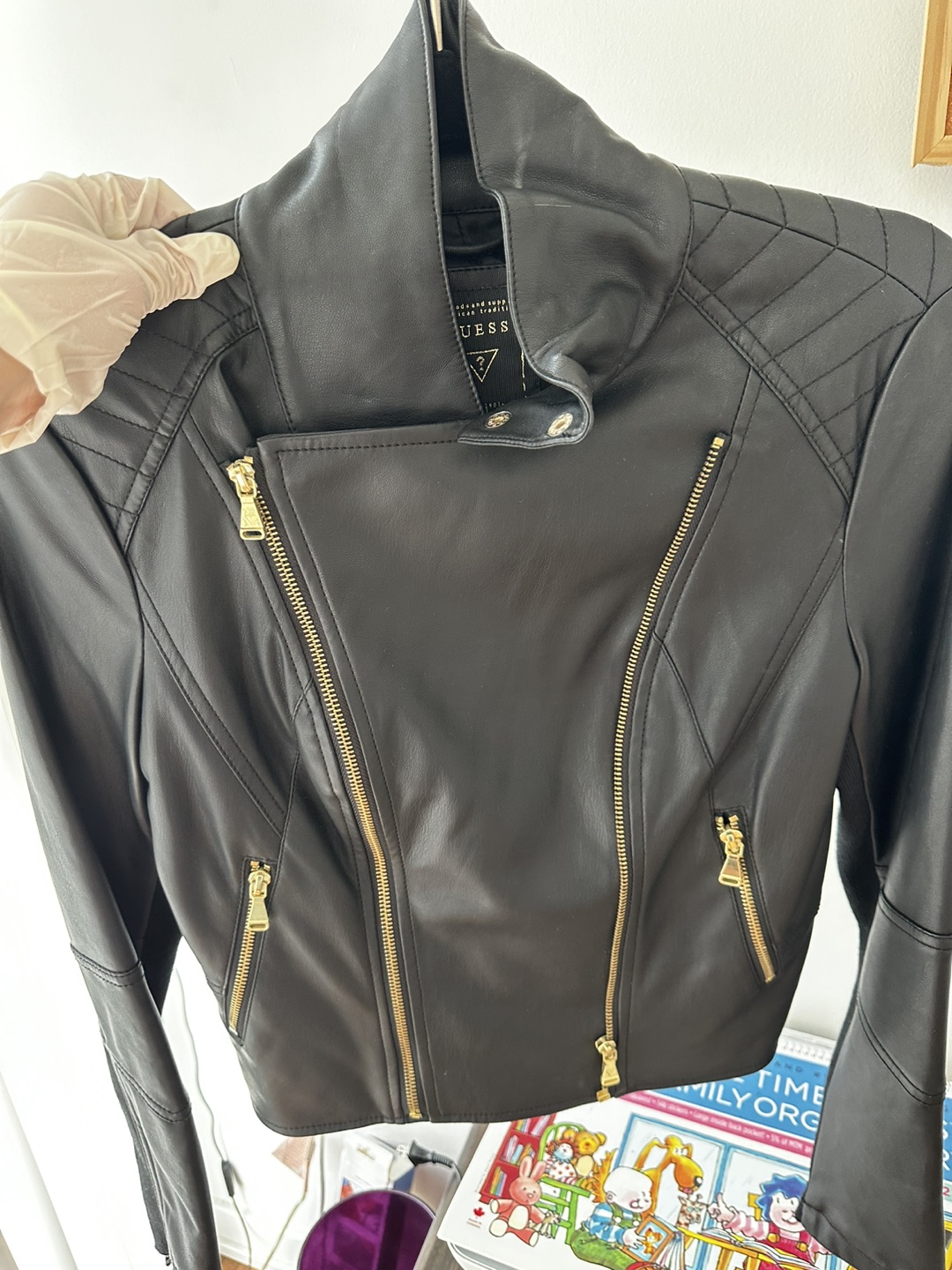 Guess leather jacket size small thumbnail