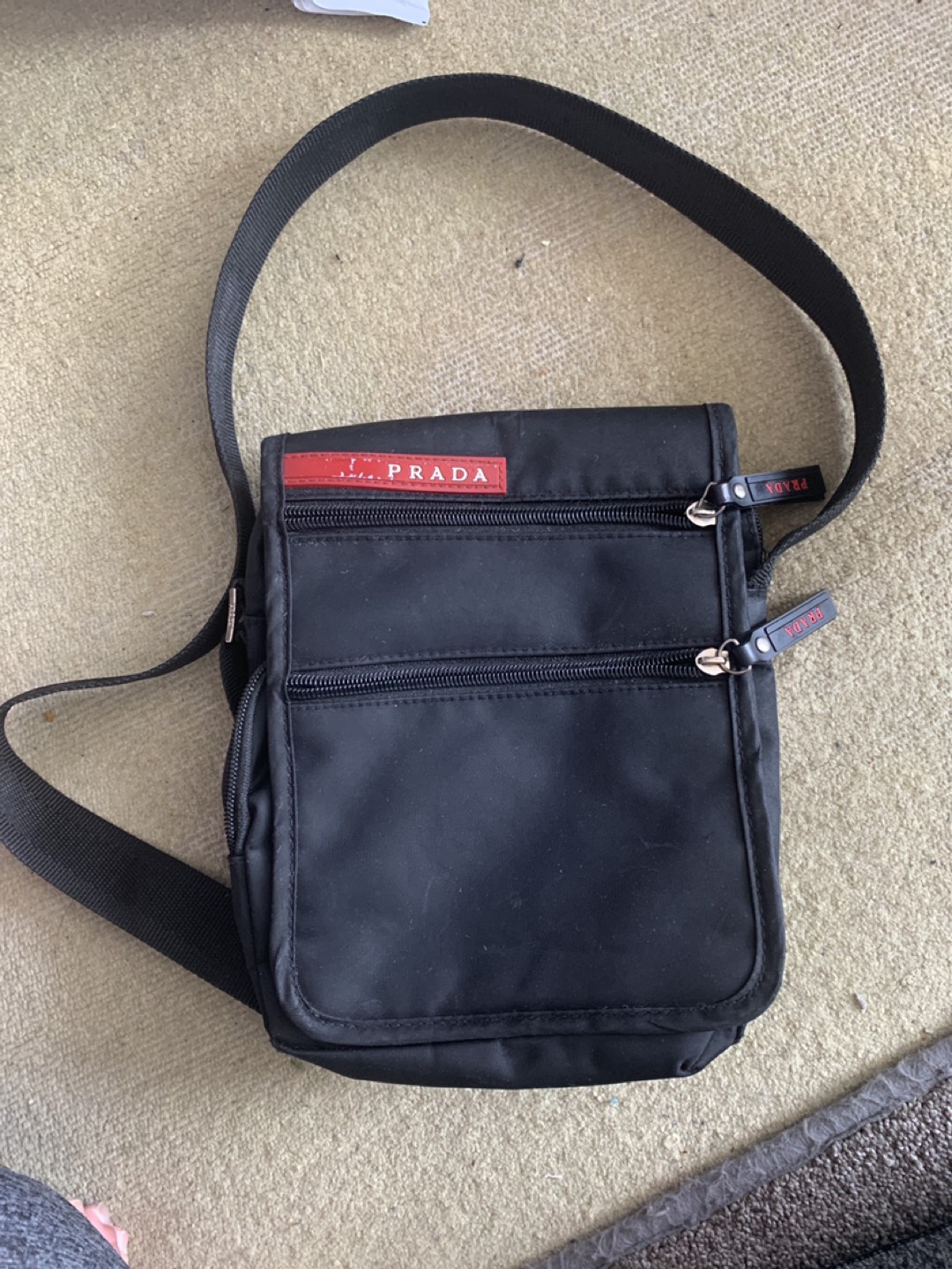 Prada waterproof black leather bag