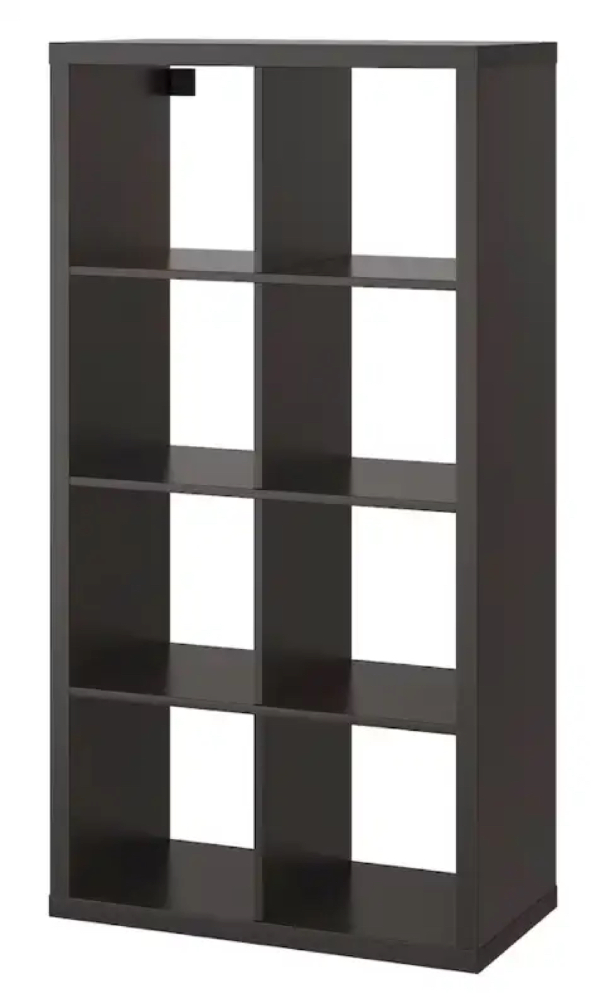 IKEA KALLAX Shelf black brown plus 8x GNABBAS storage baskets