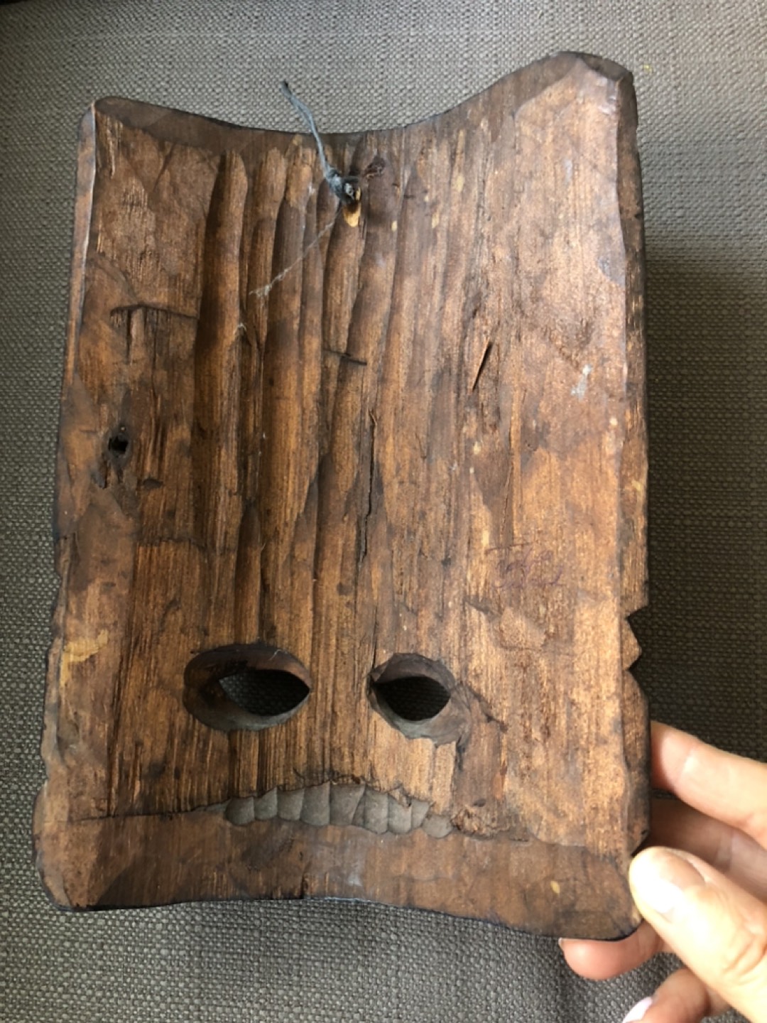 Indonesian handcrafted wood tribal mask 10” x 7” - photo 2