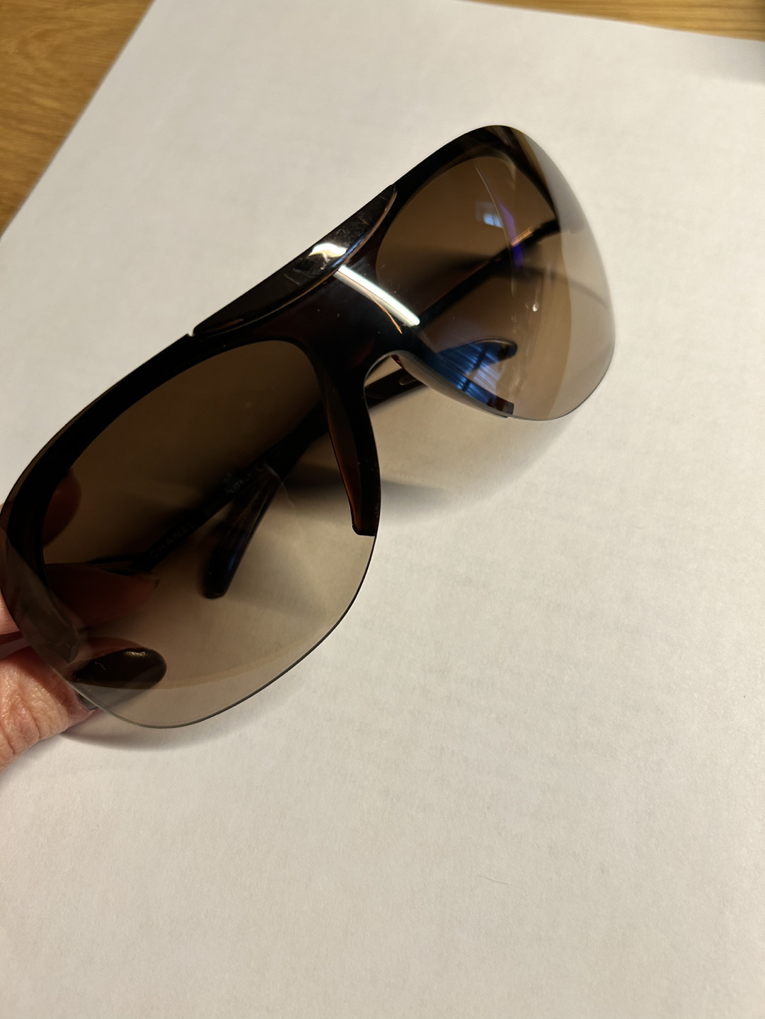 Like New Vintage Chanel Shield Rimless Sunglasses Y2K