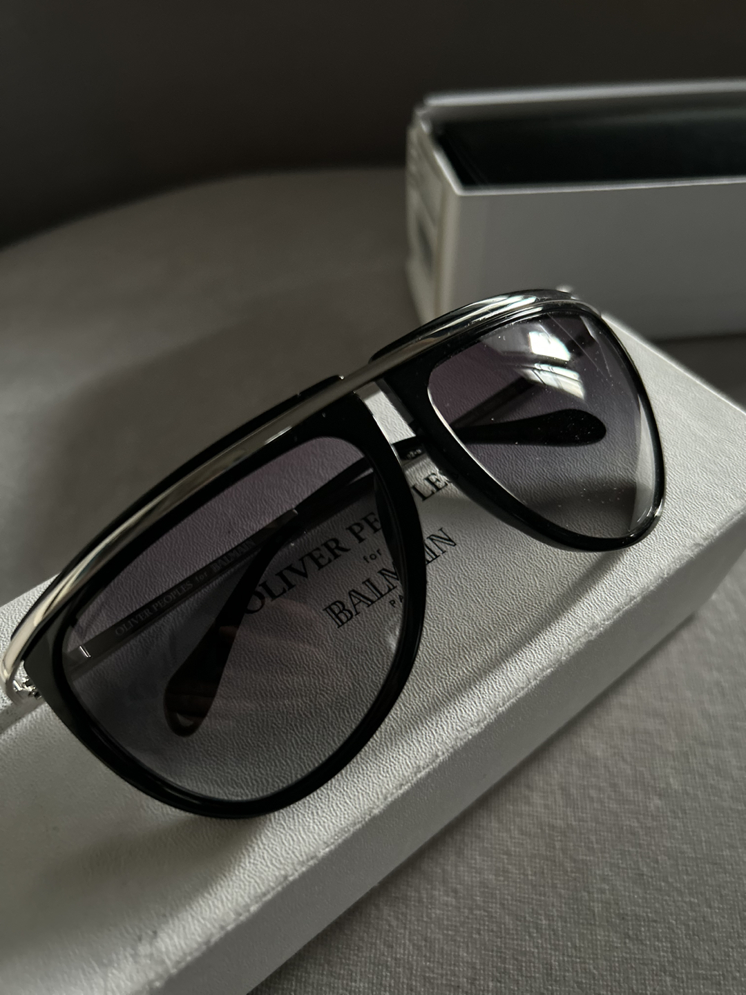 Balmain / Oliver Peoples grey mirror unisex sunglasses