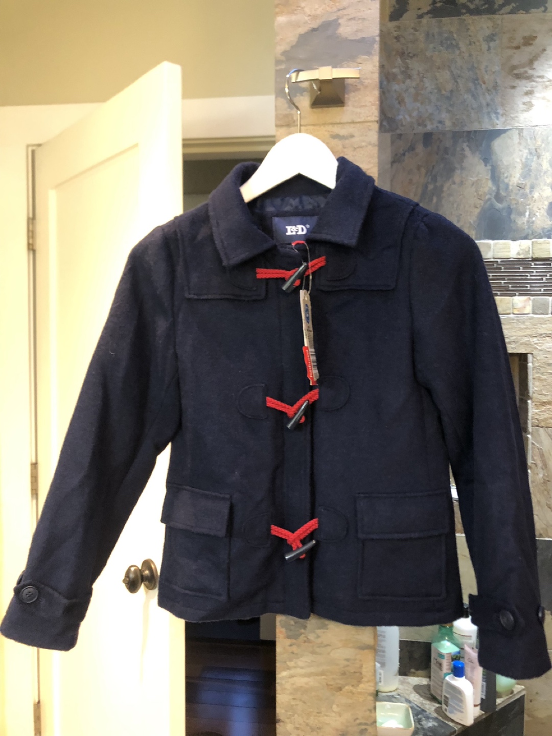 Navy Child’s Wool Duffle Jacket thumbnail