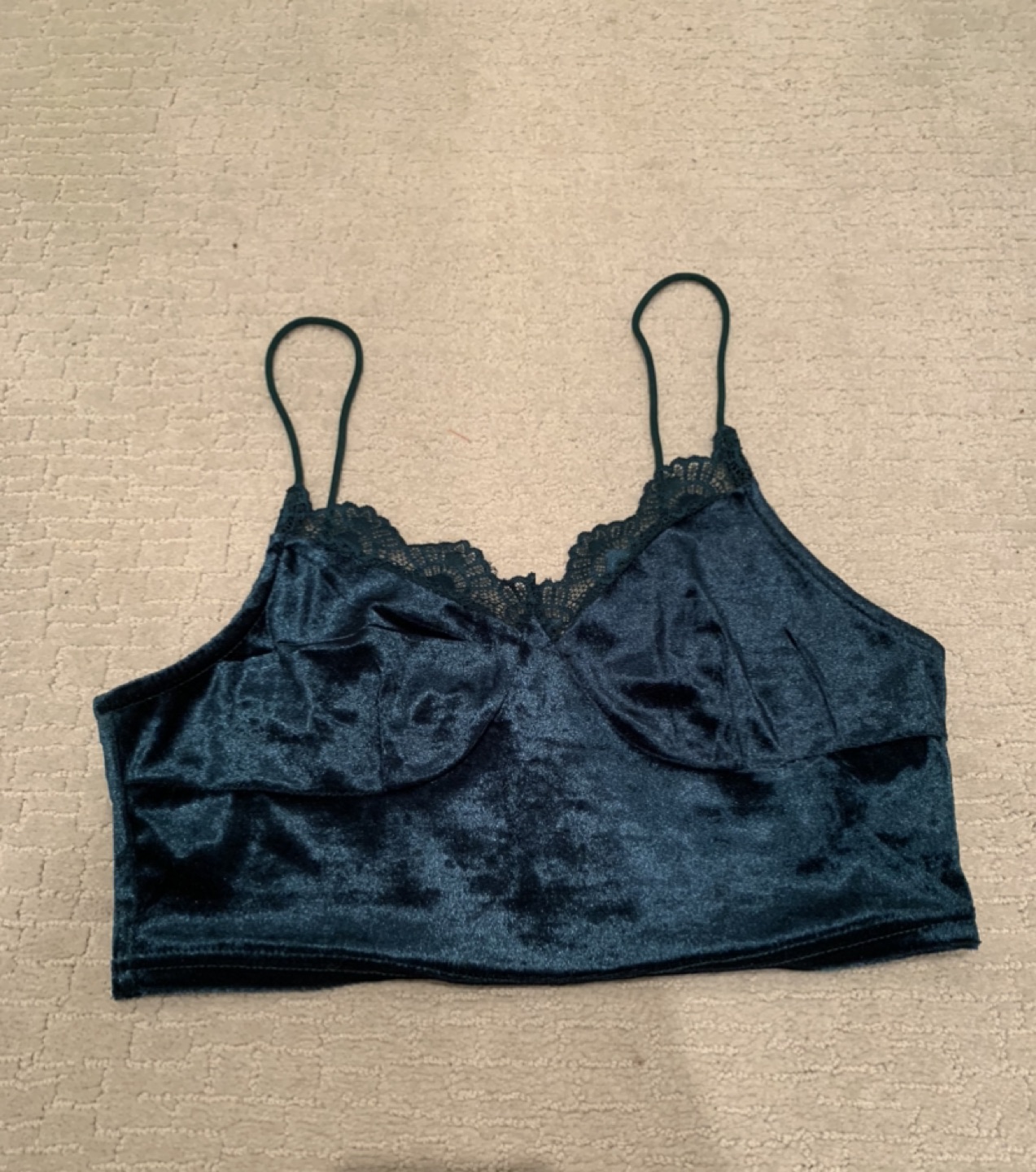 Green velvet bralette thumbnail