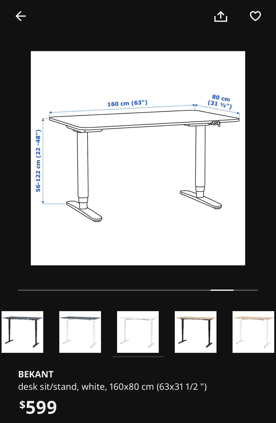 IKEA BEKANT Standing Desk 160*80 White - photo 4