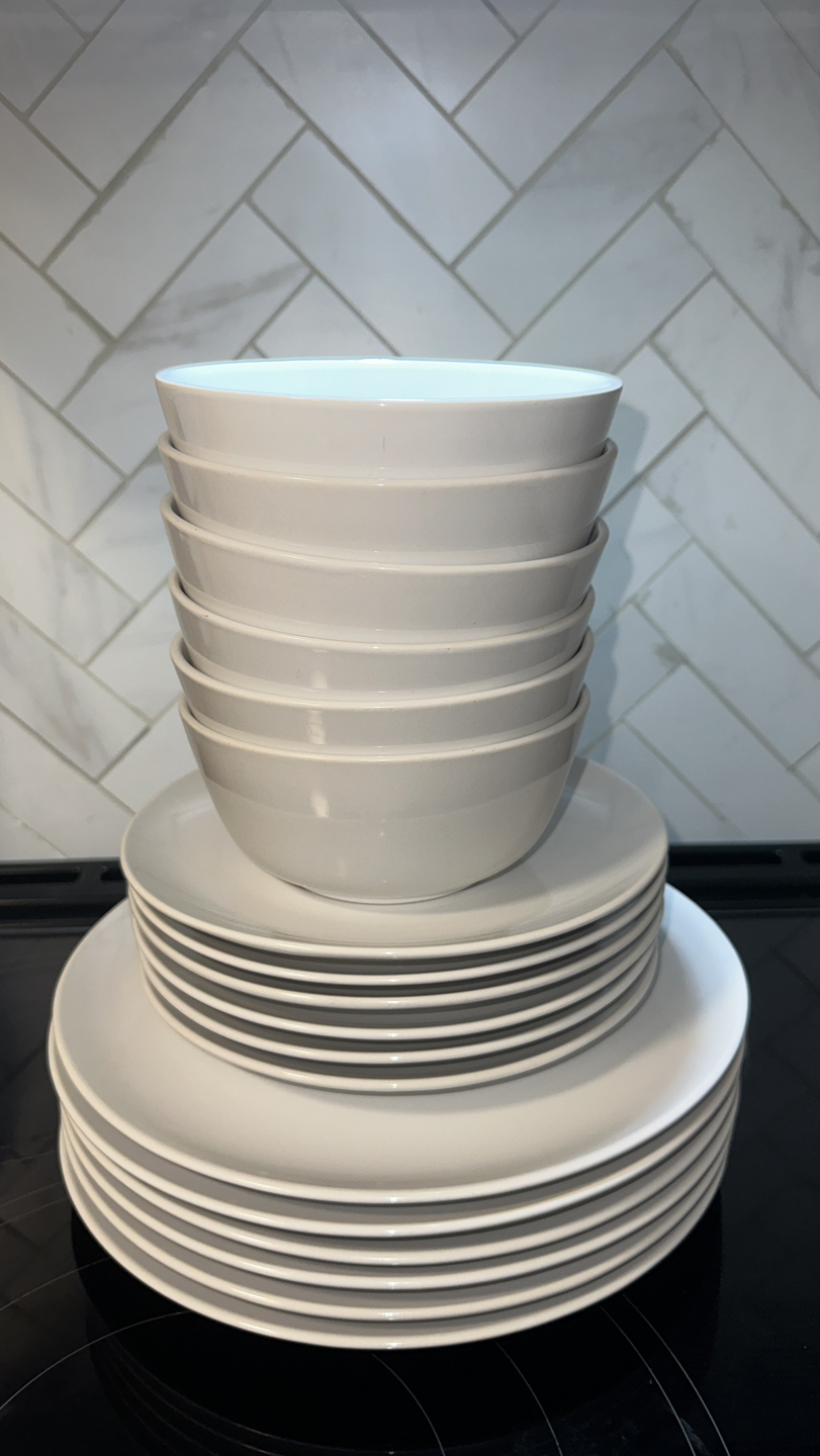 IKEA 18 piece dinnerware set, white thumbnail