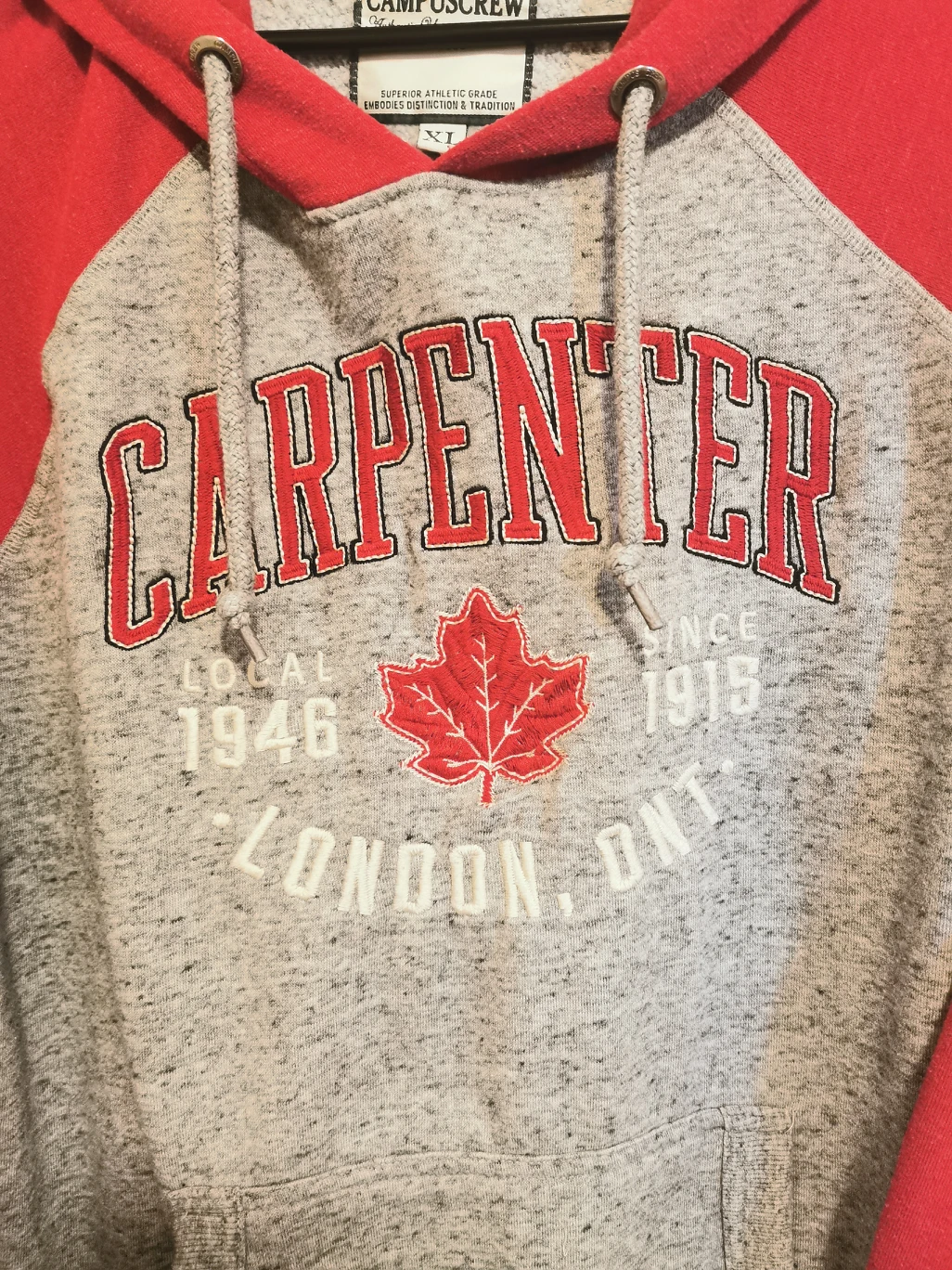 Carpenter Union Red 🍁 & Grey Hoodie XL image indicator(3)