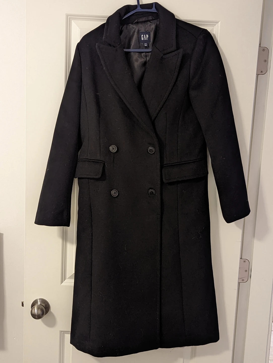 Black long coat (XS, like new) thumbnail